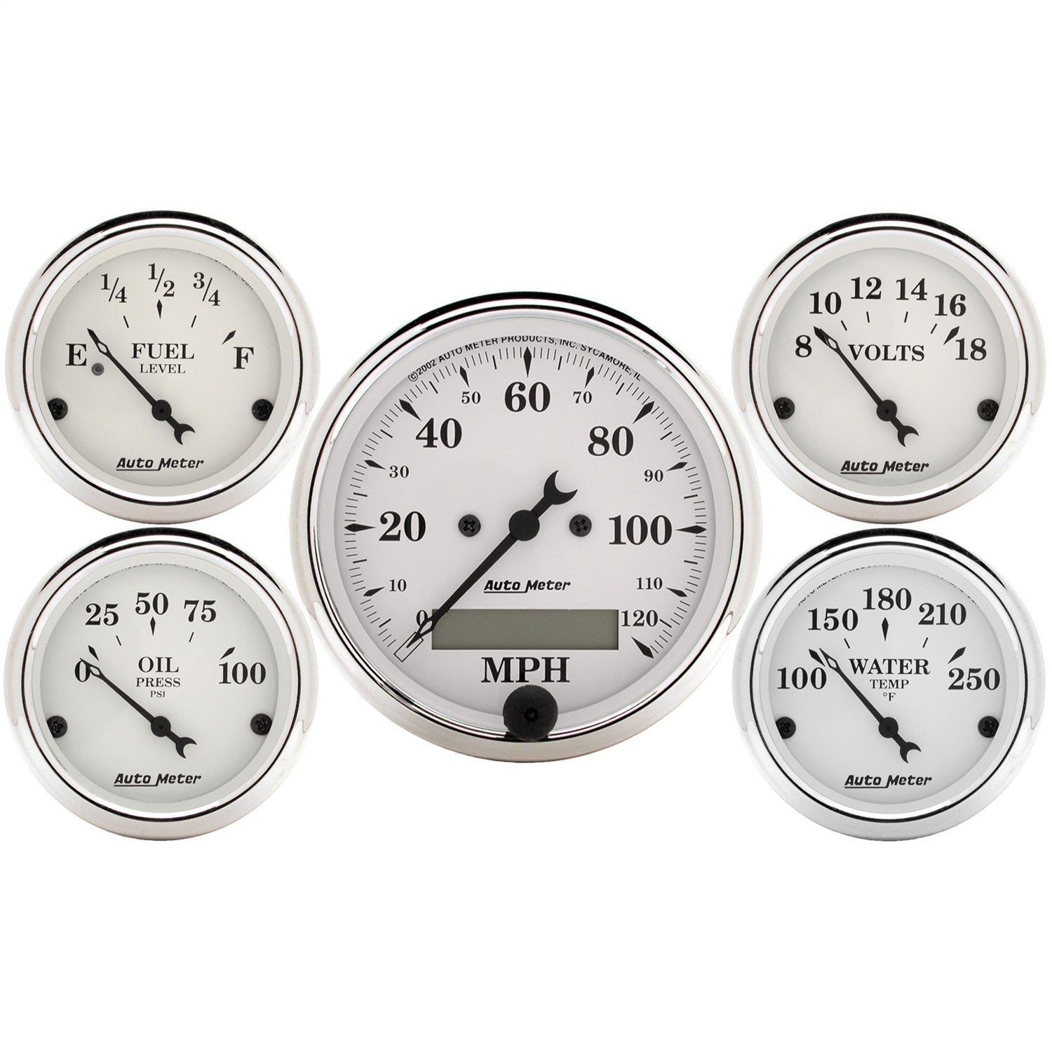 AutoMeter 1602 GAUGE KIT; 5 PC.; 3 1/8in./2 1/16in.; ELEC. SPEEDOMETER; OLD TYME WHITE AutoMeter 1602