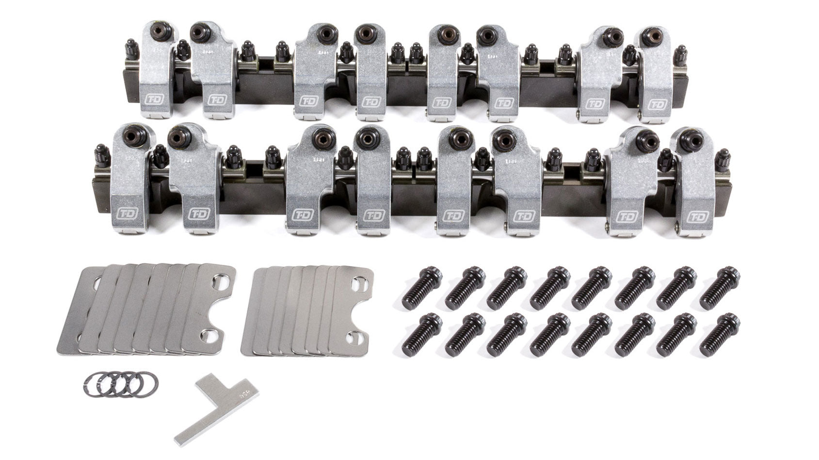 T&D Machine 2053-165/160 SBC Shaft Rocker Arm Kit w/Bowtie 18 Deg. Heads T&D Machine 2053-165/160