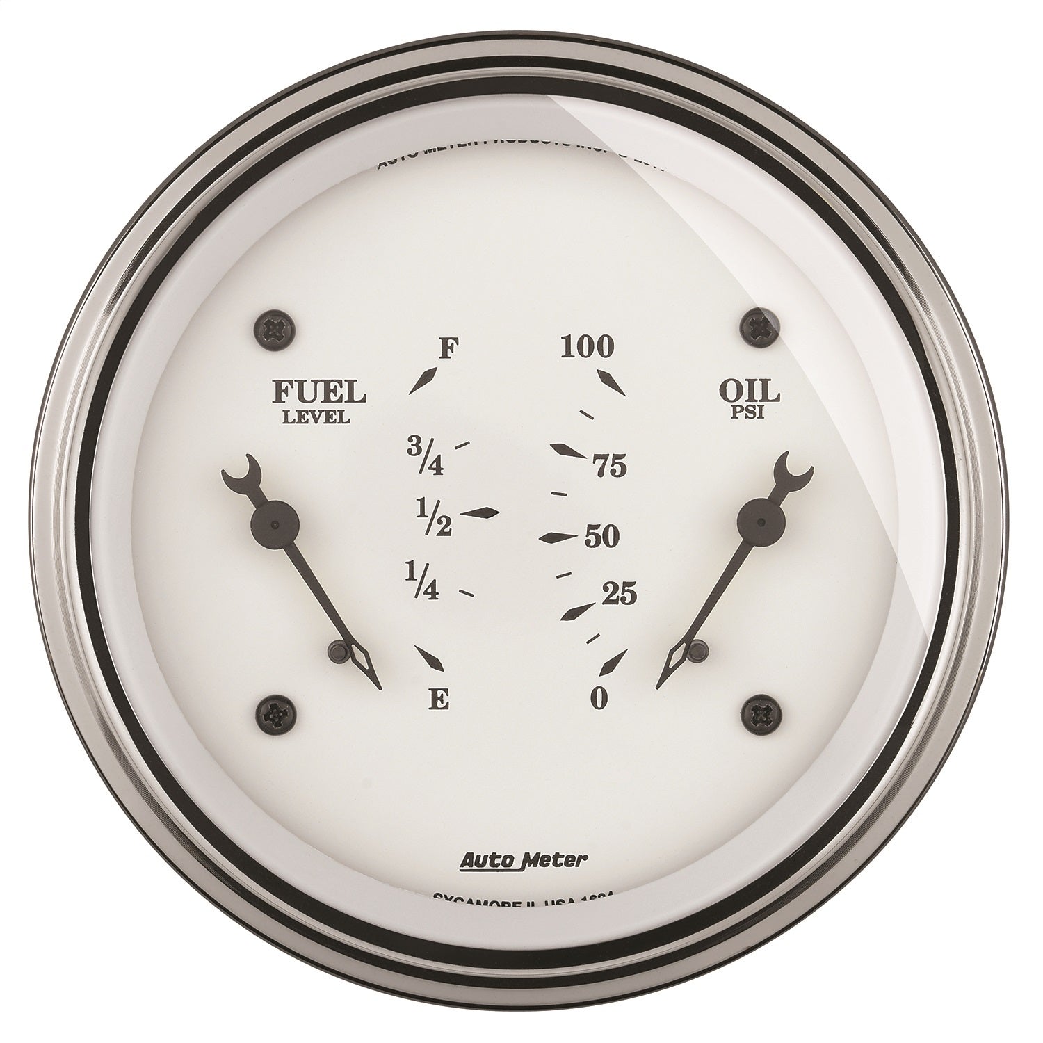 AutoMeter 1613 GAUGE; DUAL; FUEL/OILP; 3 3/8in.; 240OE-33OF/100PSI; ELEC; OLD TYME WHT AutoMeter 1613