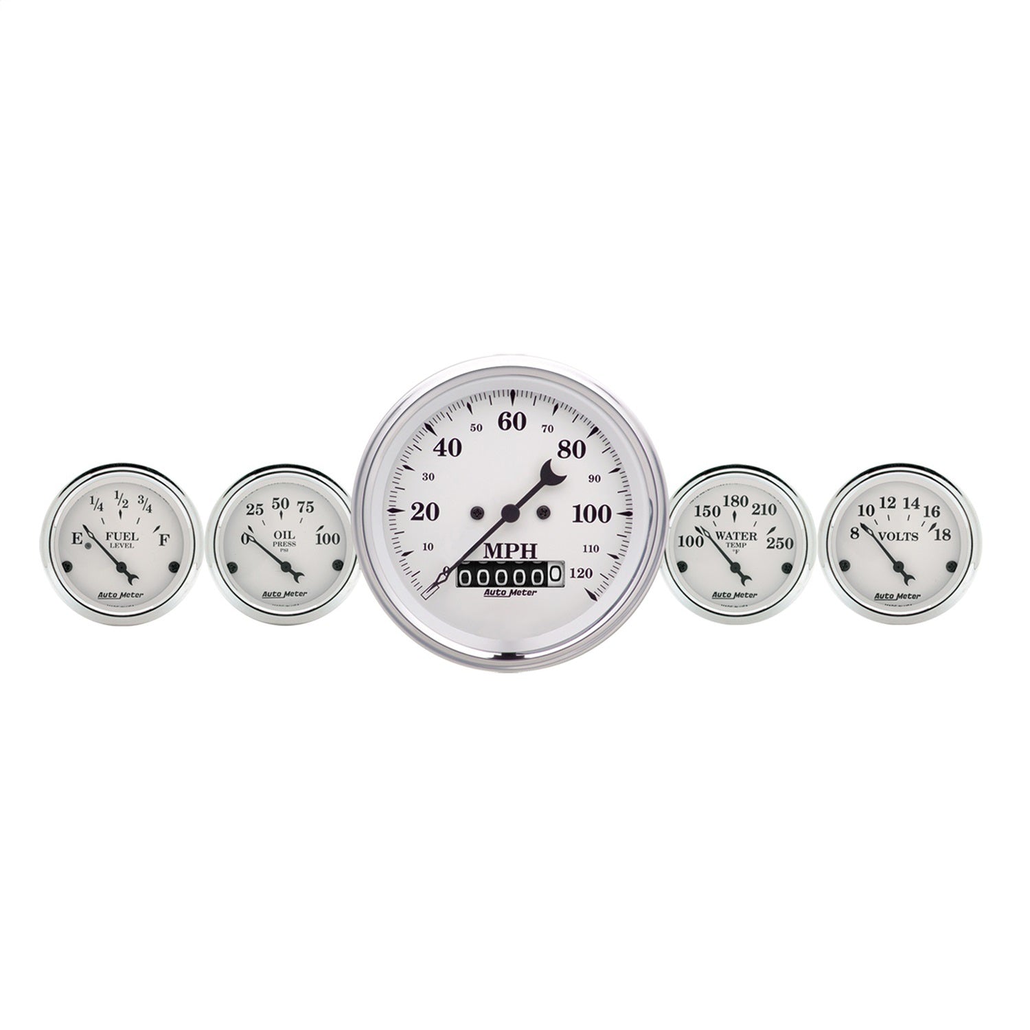 AutoMeter 1640 GAUGE KIT; 5 PC.; 3 3/8in./2 1/16in.; ELEC. SPEEDOMETER; OLD TYME WHITE AutoMeter 1640