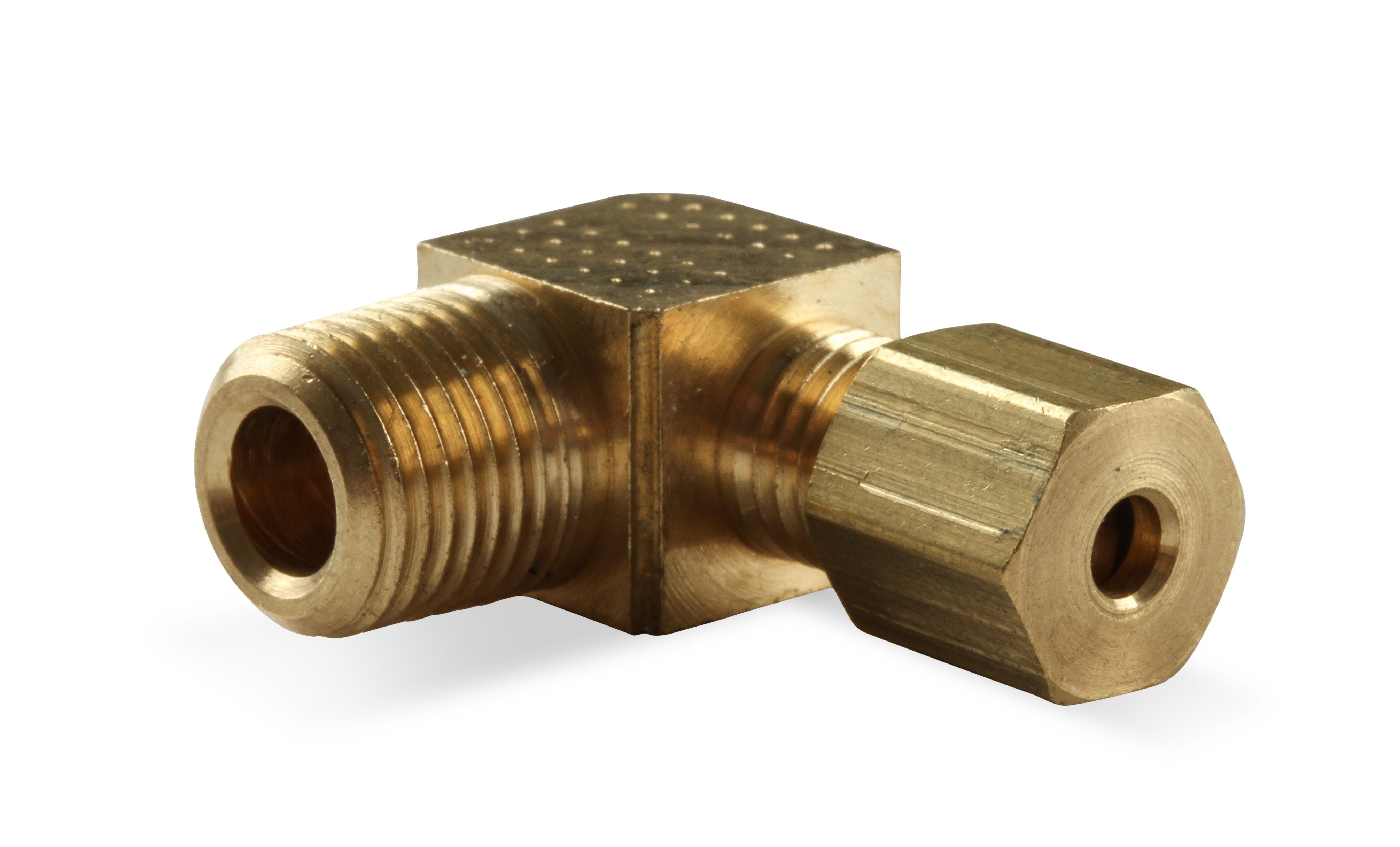 Compression Fitting, 90 Degree, 1/8" NPT Male - 1/8" Tube, Brass