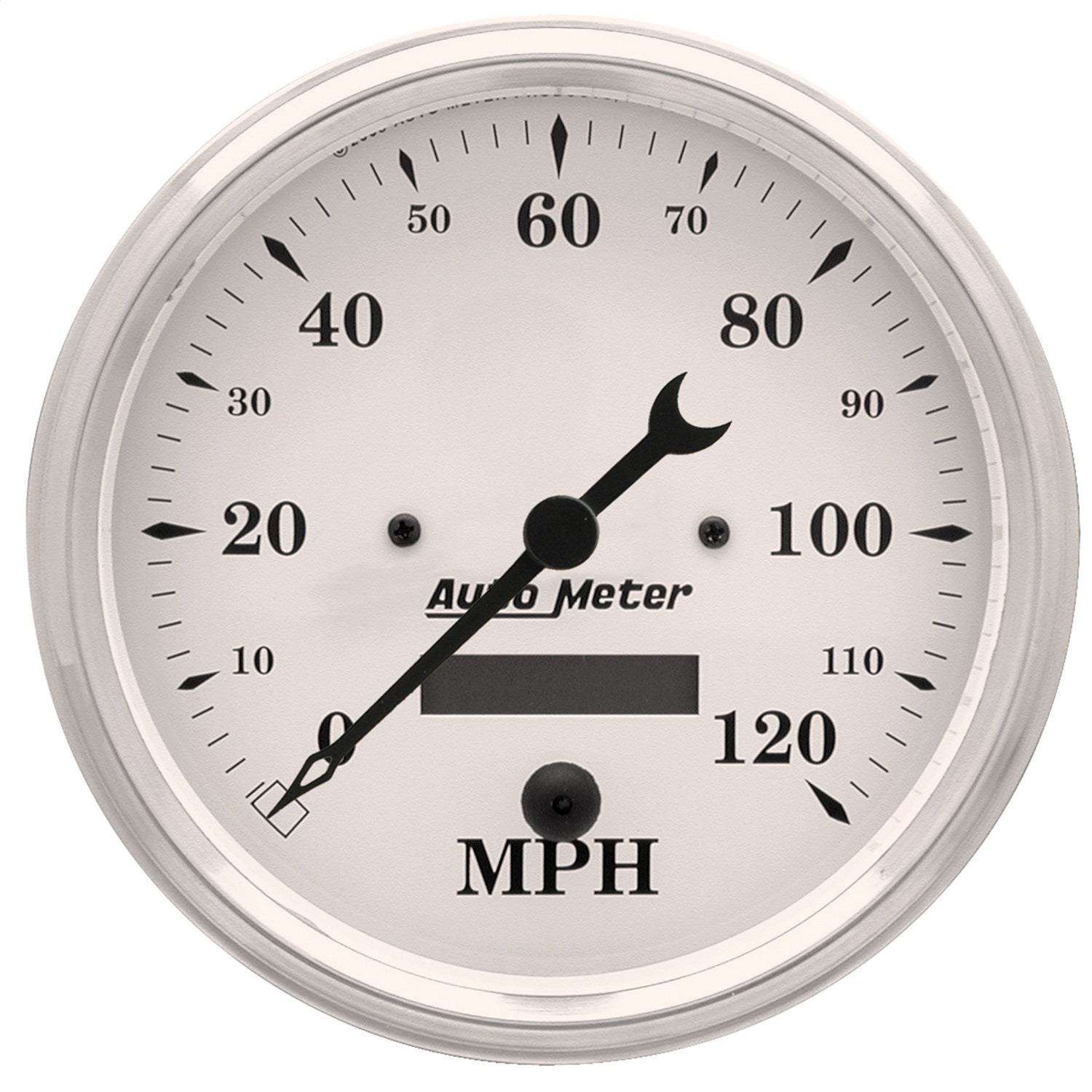 AutoMeter 1689 GAUGE; SPEEDO.; 5in.; 120MPH; ELEC. PROG. W/LCD ODO; OLD TYME WHITE AutoMeter 1689
