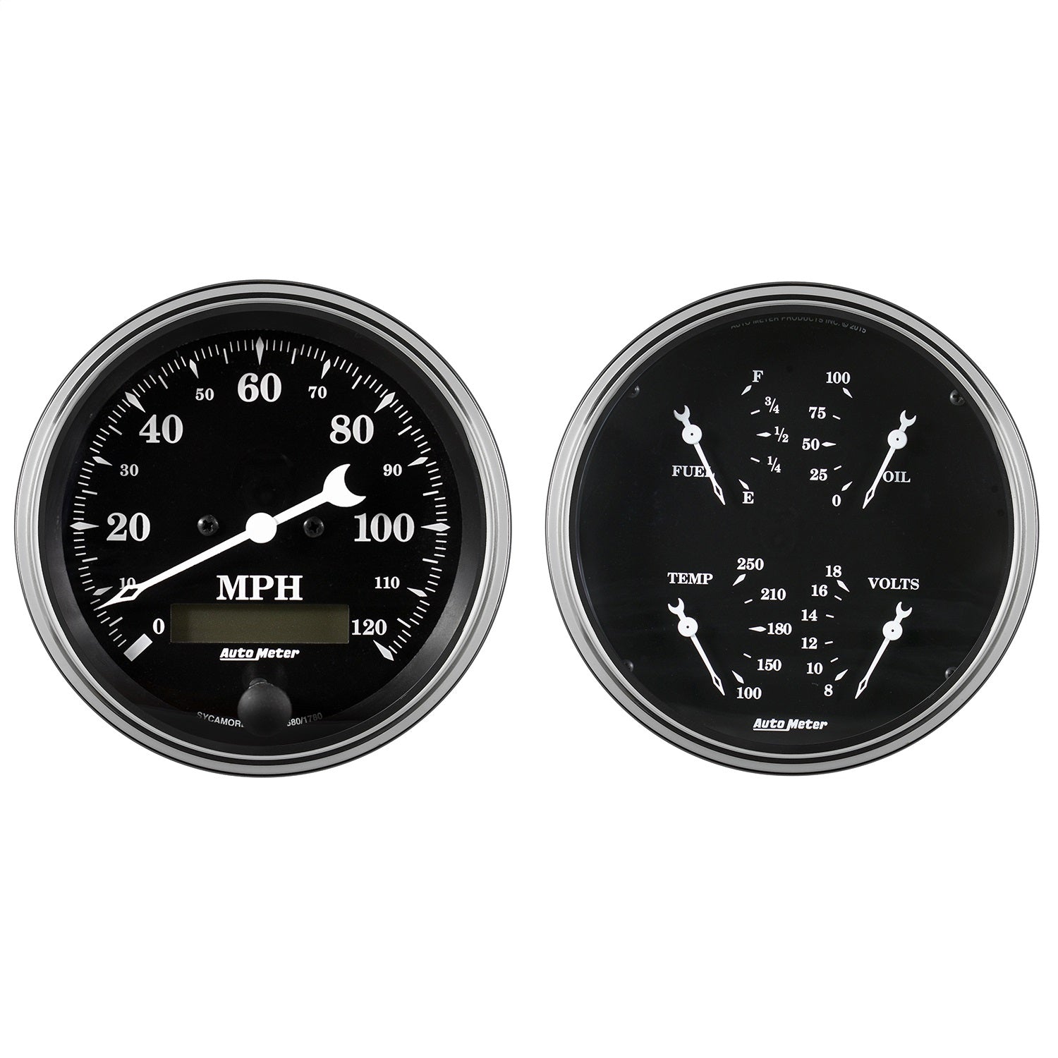 AutoMeter 1703 2 PC. GAUGE KIT; 5in. QUAD/SPEEDOMETER; 240-33 O; OLD TYME BLACK AutoMeter 1703