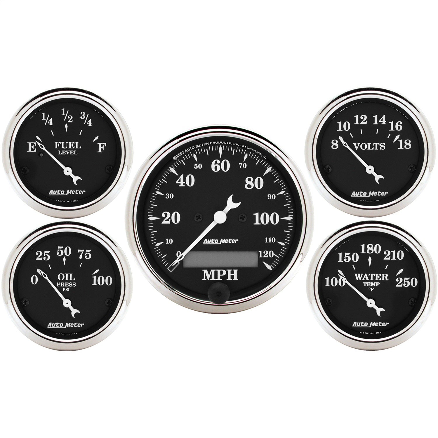 AutoMeter 1709 GAUGE KIT; 5 PC.; 3 1/8in./2 1/16in.; ELEC. SPEEDOMETER; OLD TYME BLACK AutoMeter 1709