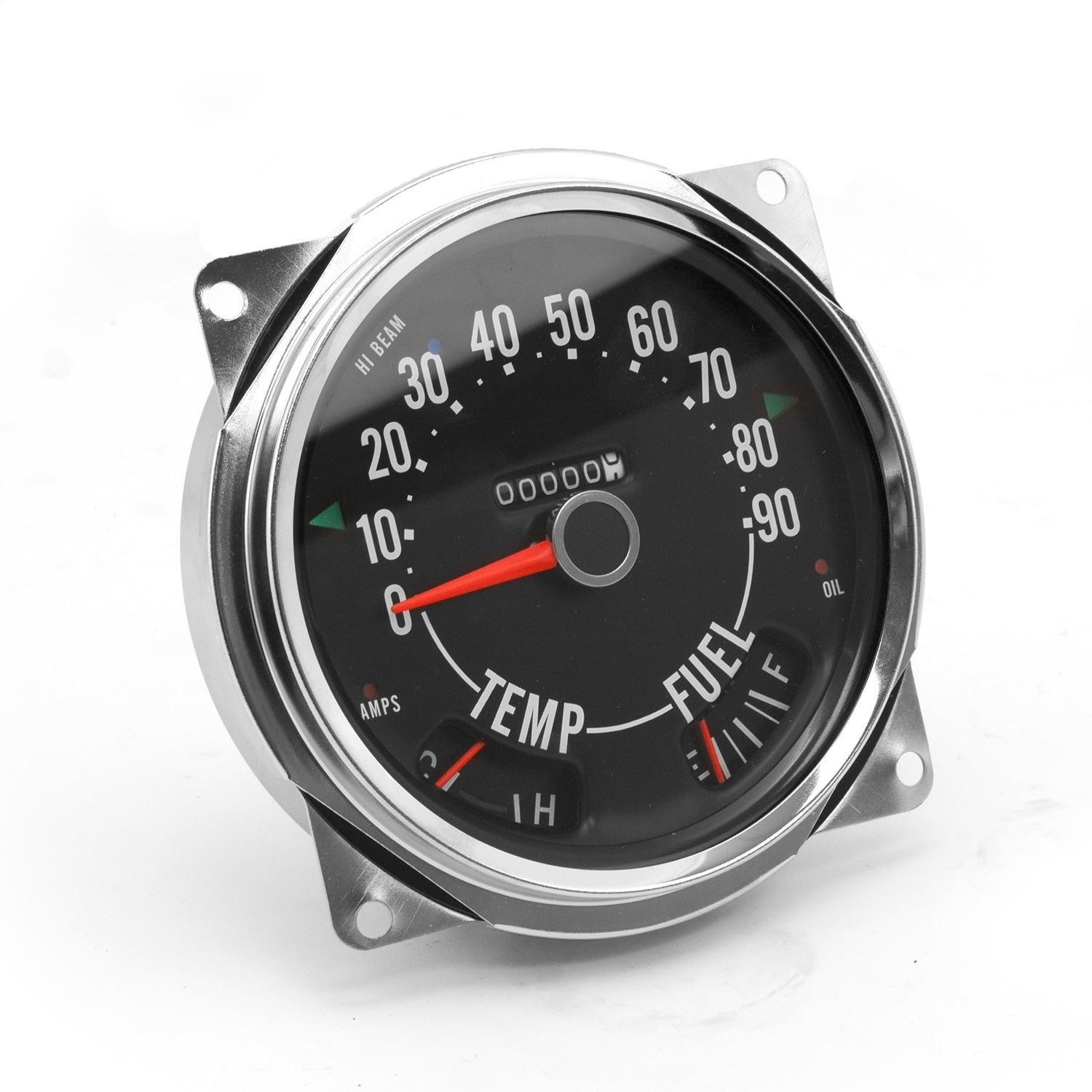 Omix 17206.04 Speedometer Assembly; 0-90 MPH; Black Face w/Red Pointer; Omix 17206.04