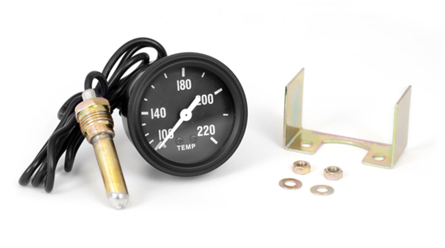 Omix 17210.04 Temperature Gauge; Black Face w/White Pointer; 100-220 Temp; Omix 17210.04