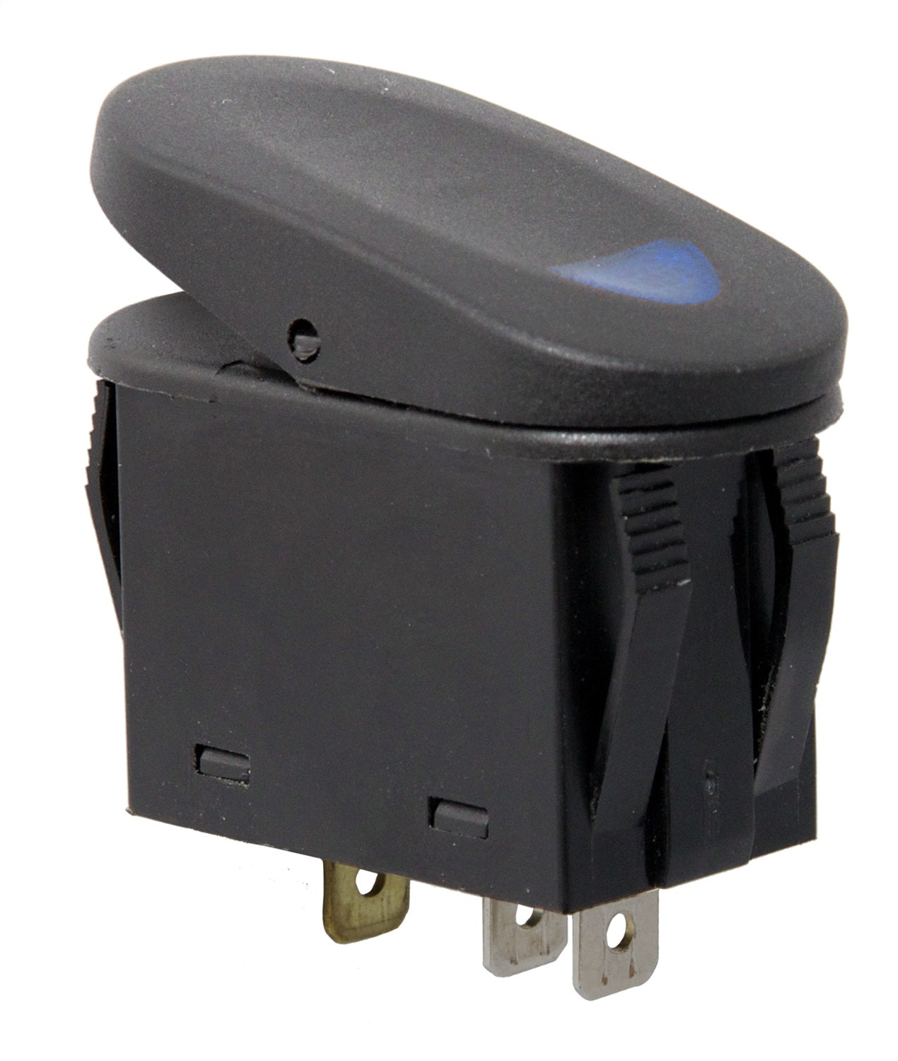 Rugged Ridge 17235.03 Rocker Switch; 2 Position; 3 Prong; 20 Amp; Black w/Blue LED Indicator Light; Rugged Ridge 17235.03