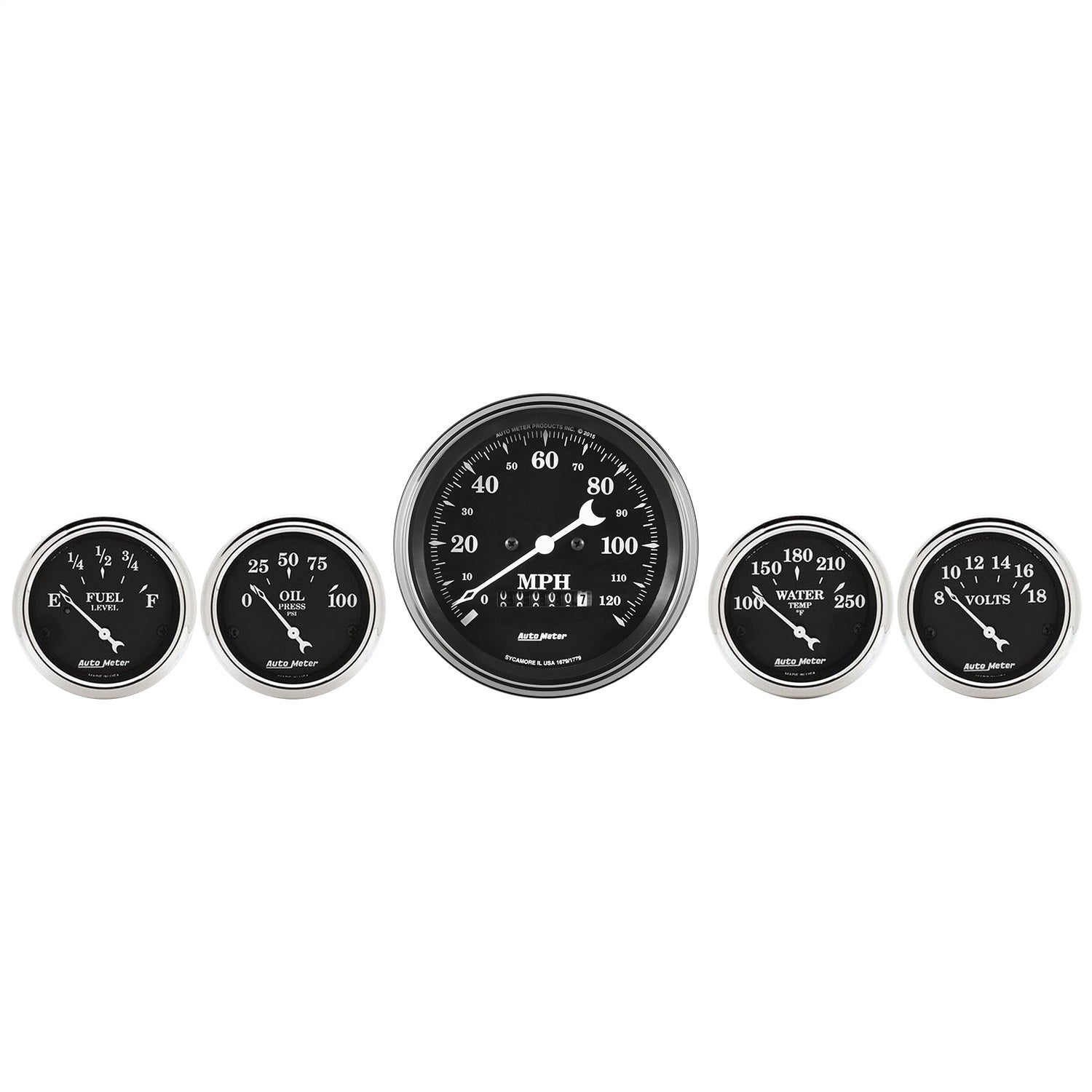 AutoMeter 1740 GAUGE KIT; 5 PC.; 3 3/8in./2 1/16in.; ELEC. SPEEDOMETER; OLD TYME BLACK AutoMeter 1740
