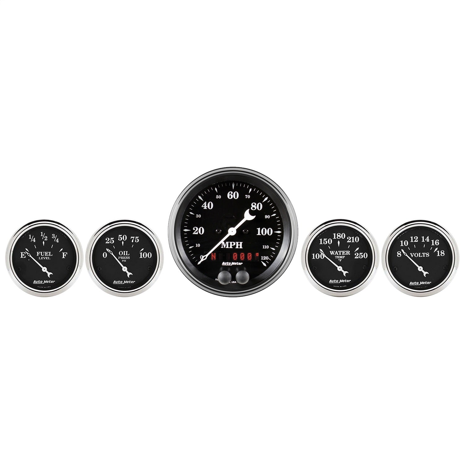 AutoMeter 1750 GAUGE KIT; 5 PC.; 3 3/8in./2 1/16in.; GPS SPEEDOMETER; OLD TYME BLACK AutoMeter 1750
