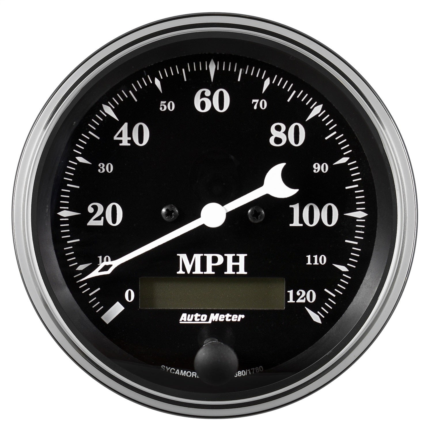 AutoMeter 1780 GAUGE; SPEEDO.; 3 3/8in.; 120MPH; ELEC. PROG. W/LCD ODO; OLD TYME BLACK AutoMeter 1780