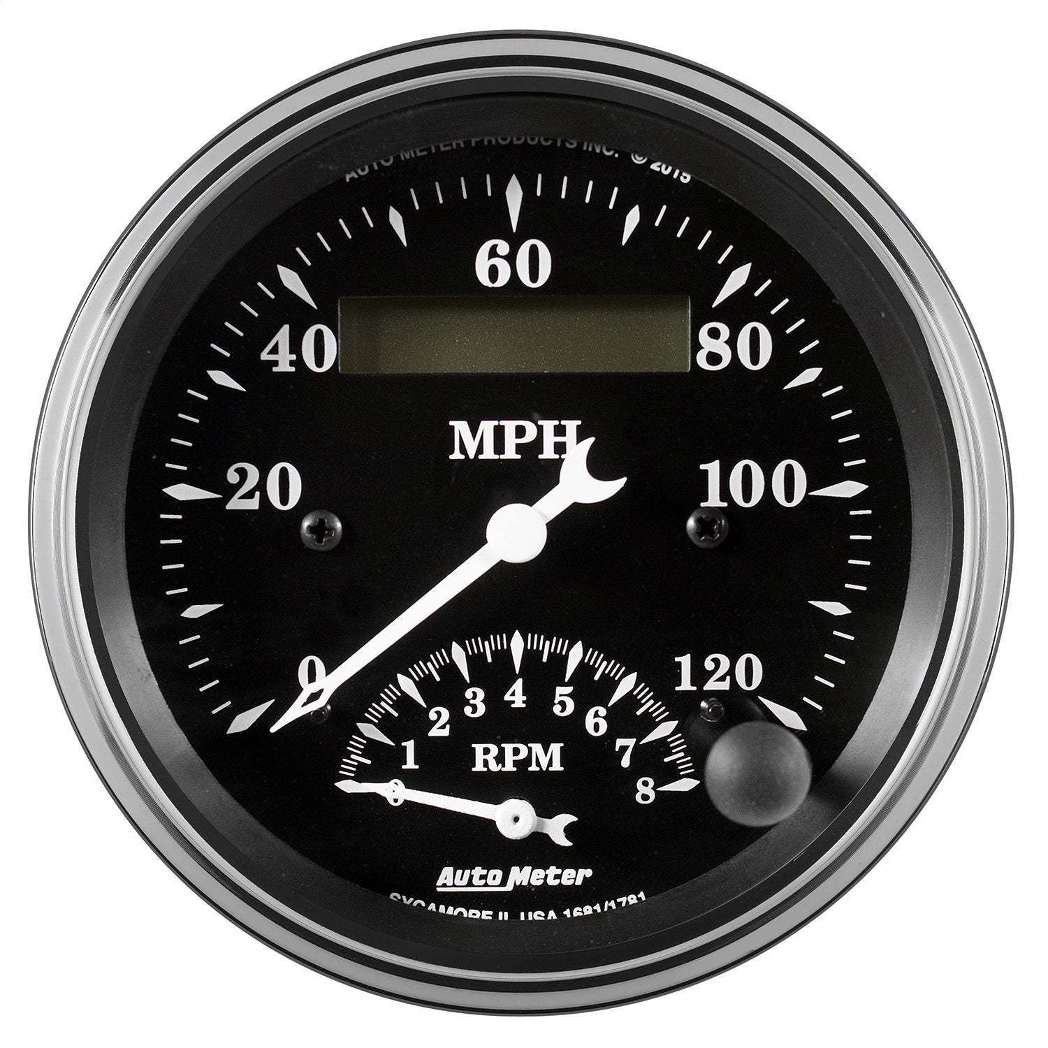 AutoMeter 1781 GAUGE; TACH/SPEEDO; 3 3/8in.; 120MPH/8K RPM; ELEC. PROGRAM.; OLD TYME BLK AutoMeter 1781