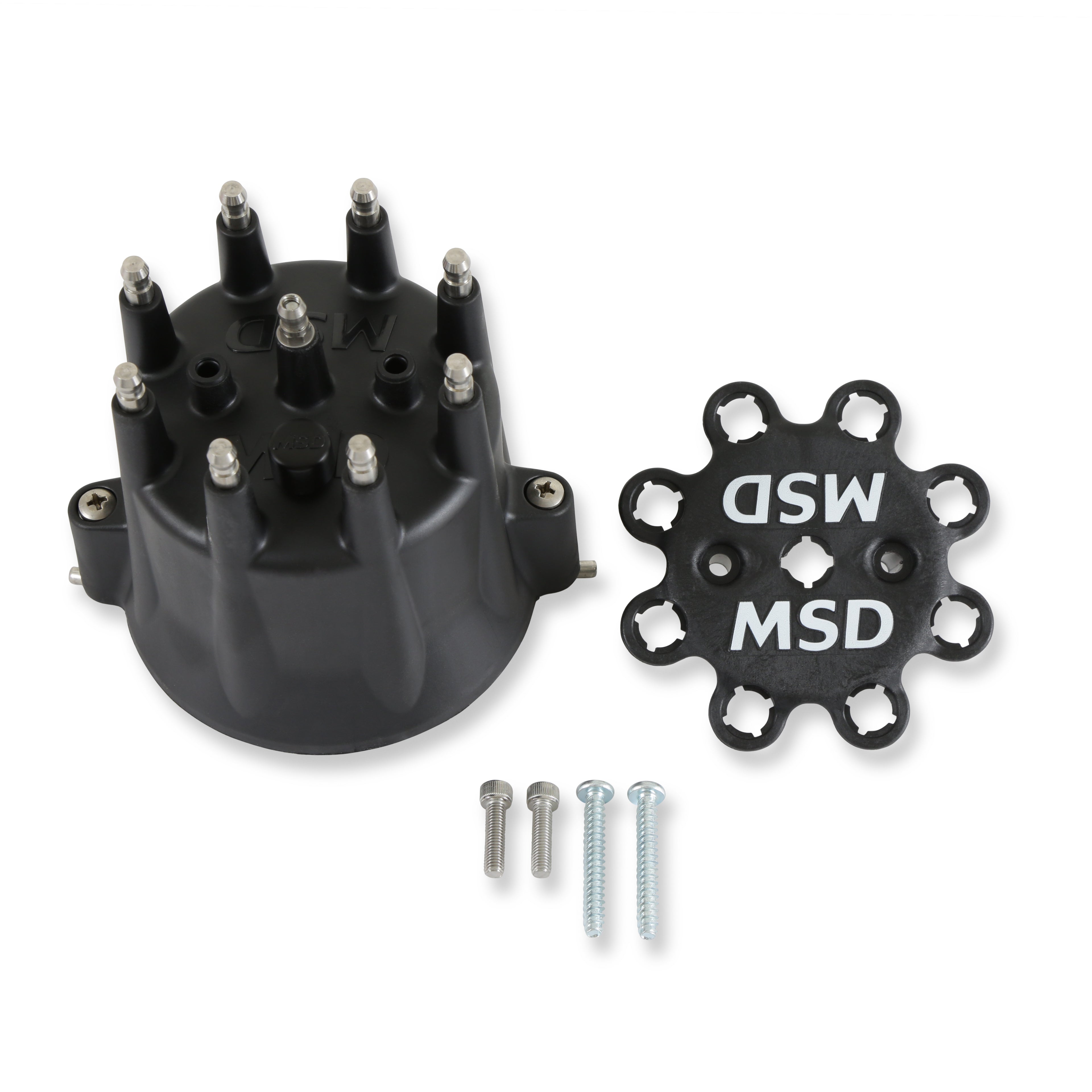 MSD 84333 Distributor Cap & Ret- Chevy V8 HEI- Black MSD 84333