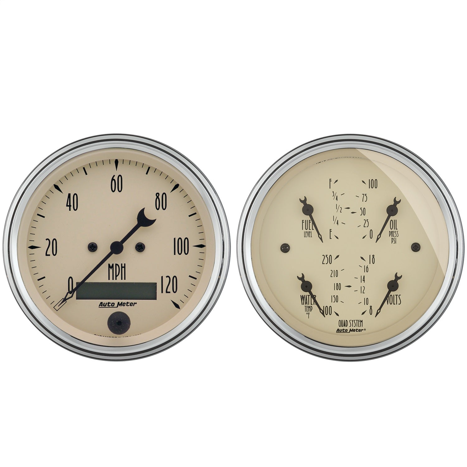 AutoMeter 1800 2 PC. GAUGE KIT; 3-3/8in. QUAD/SPEEDOMETER; 240-33 O; ANTIQUE BEIGE AutoMeter 1800
