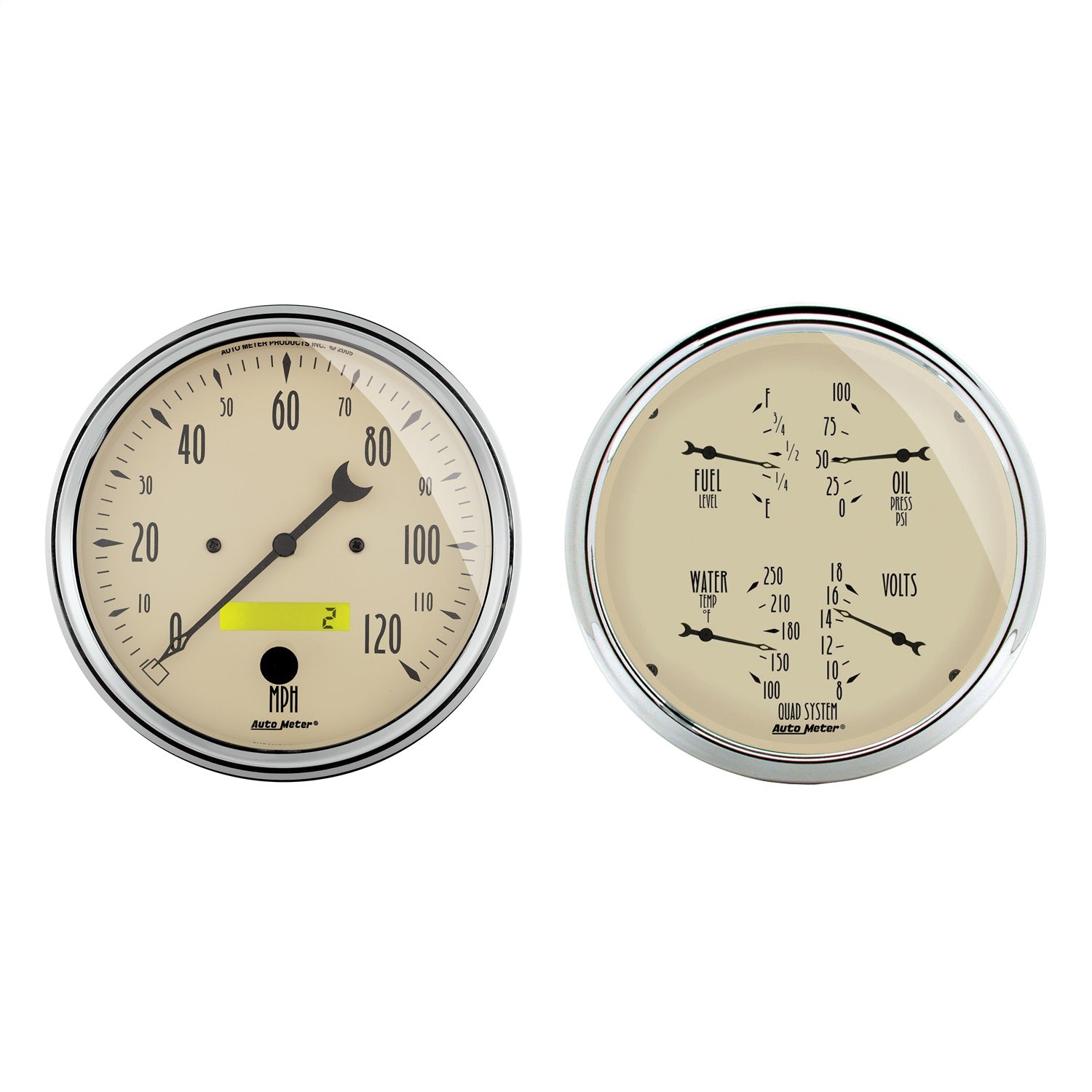 AutoMeter 1803 2 PC. GAUGE KIT; 5in. QUAD/SPEEDOMETER; 240-33 O; ANTIQUE BEIGE AutoMeter 1803