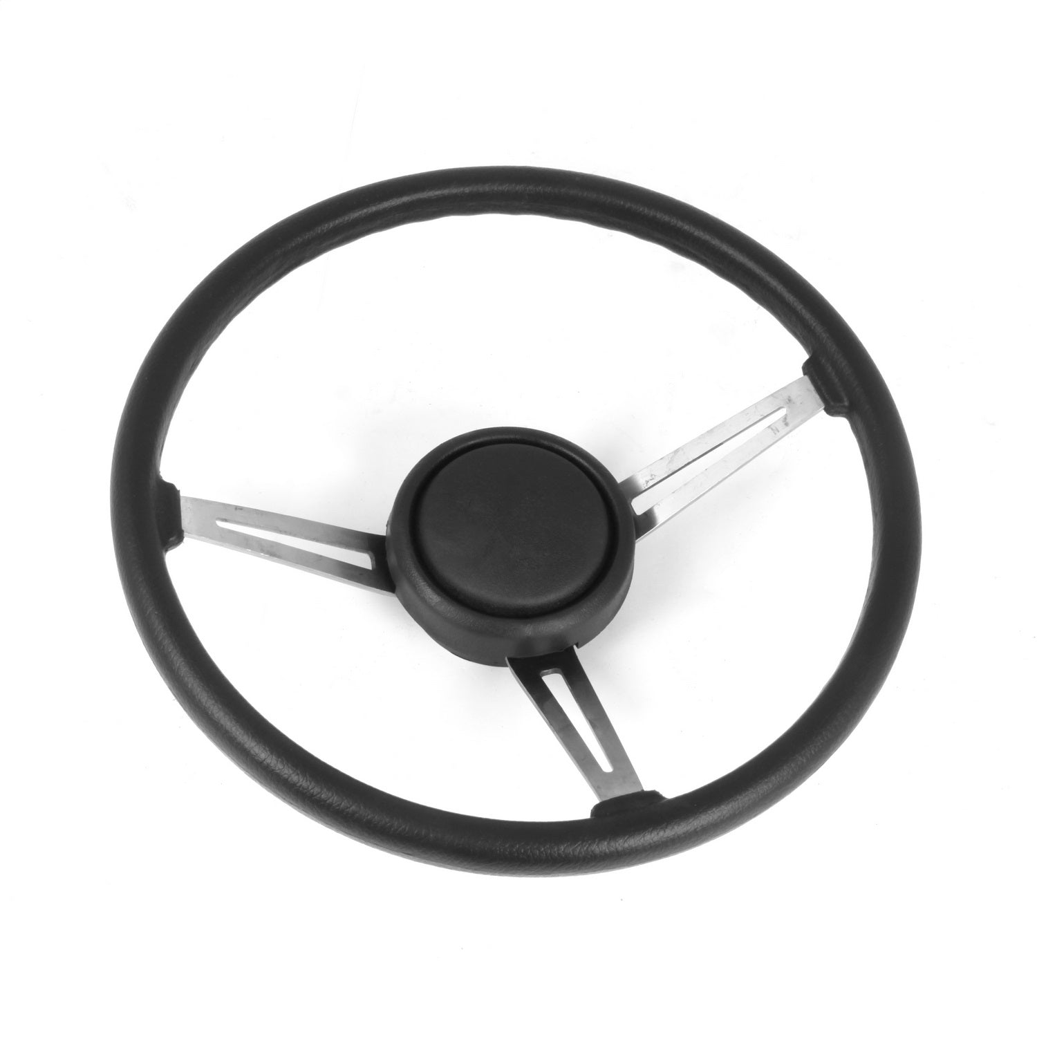 Omix 18031.08 Steering Wheel; 3-Metal Spoke; Leather Trim; Black; Omix 18031.08