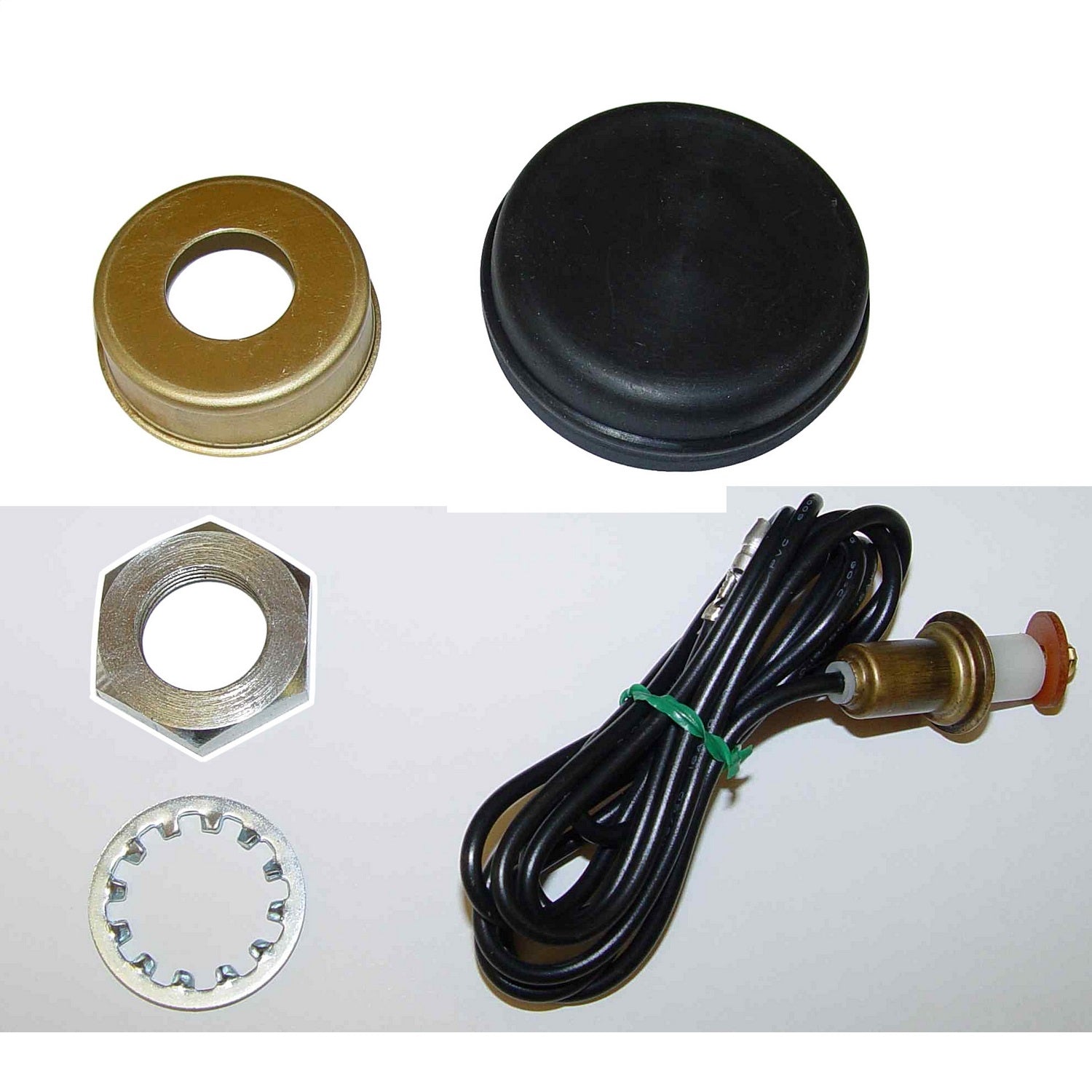 Omix 18032.04 Horn Button; w/Nut And Wiring; Black; Omix 18032.04