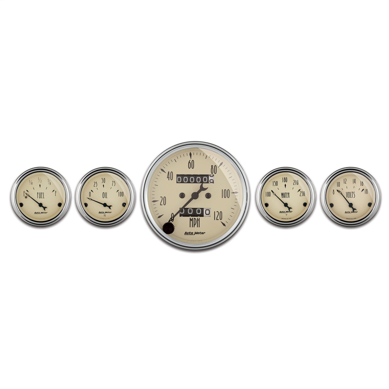 AutoMeter 1808 GAUGE KIT; 5 PC.; 3 1/8in./2 1/16in.; MECH. SPEEDOMETER; ANTIQUE BEIGE AutoMeter 1808