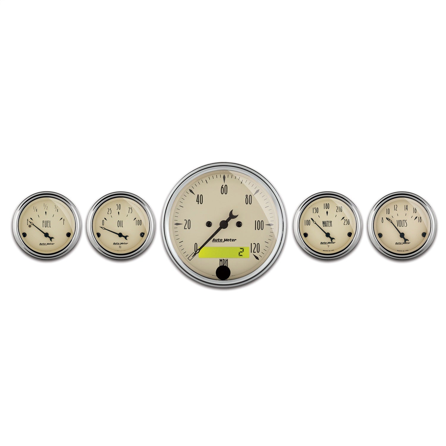 AutoMeter 1809 GAUGE KIT; 5 PC.; 3 1/8in./2 1/16in.; ELEC. SPEEDOMETER; ANTIQUE BEIGE AutoMeter 1809