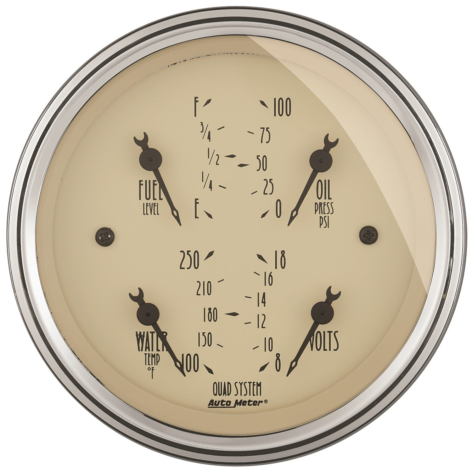 AutoMeter 1812 3-3/8in. QUAD GAUGE; 100 PSI/100-250 deg.F/8-18V/240-33 O; ANTIQUE BEIGE AutoMeter 1812