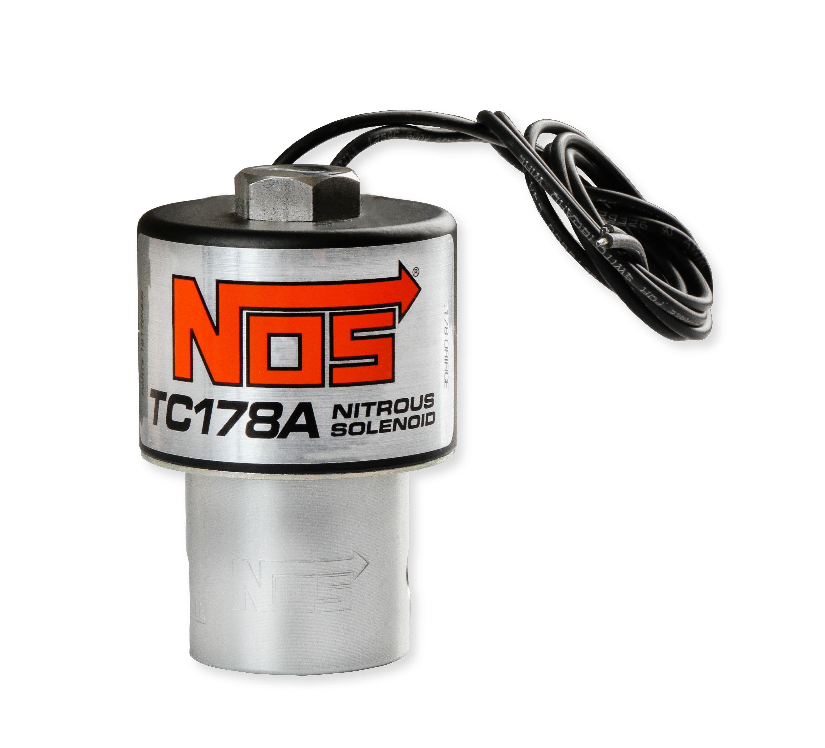 TC178 High flow nitrous solenoid with a 0.178" outlet orifice and aluminum base.