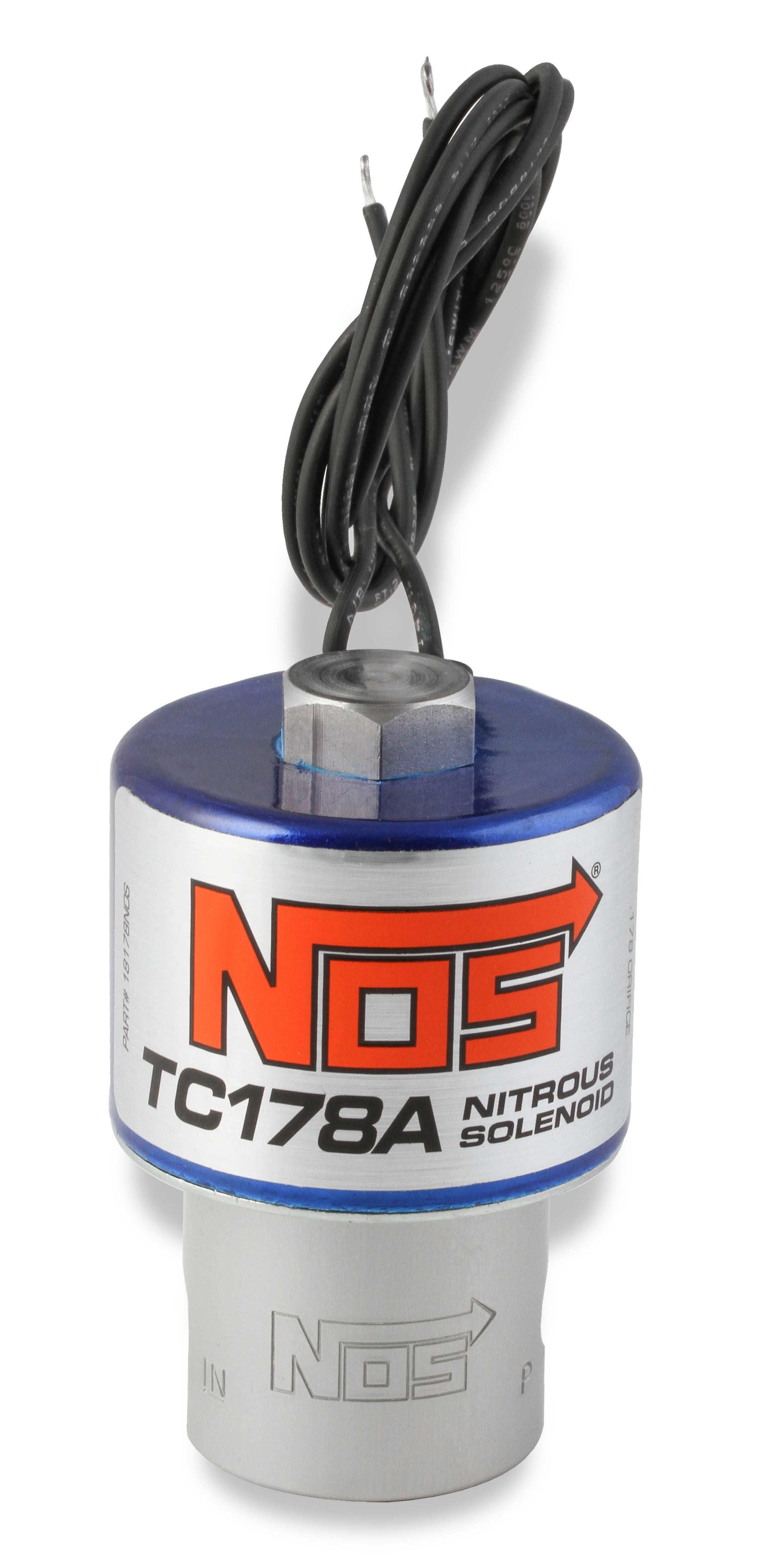 TC178 High flow nitrous solenoid with a 0.178" outlet orifice and aluminum base.