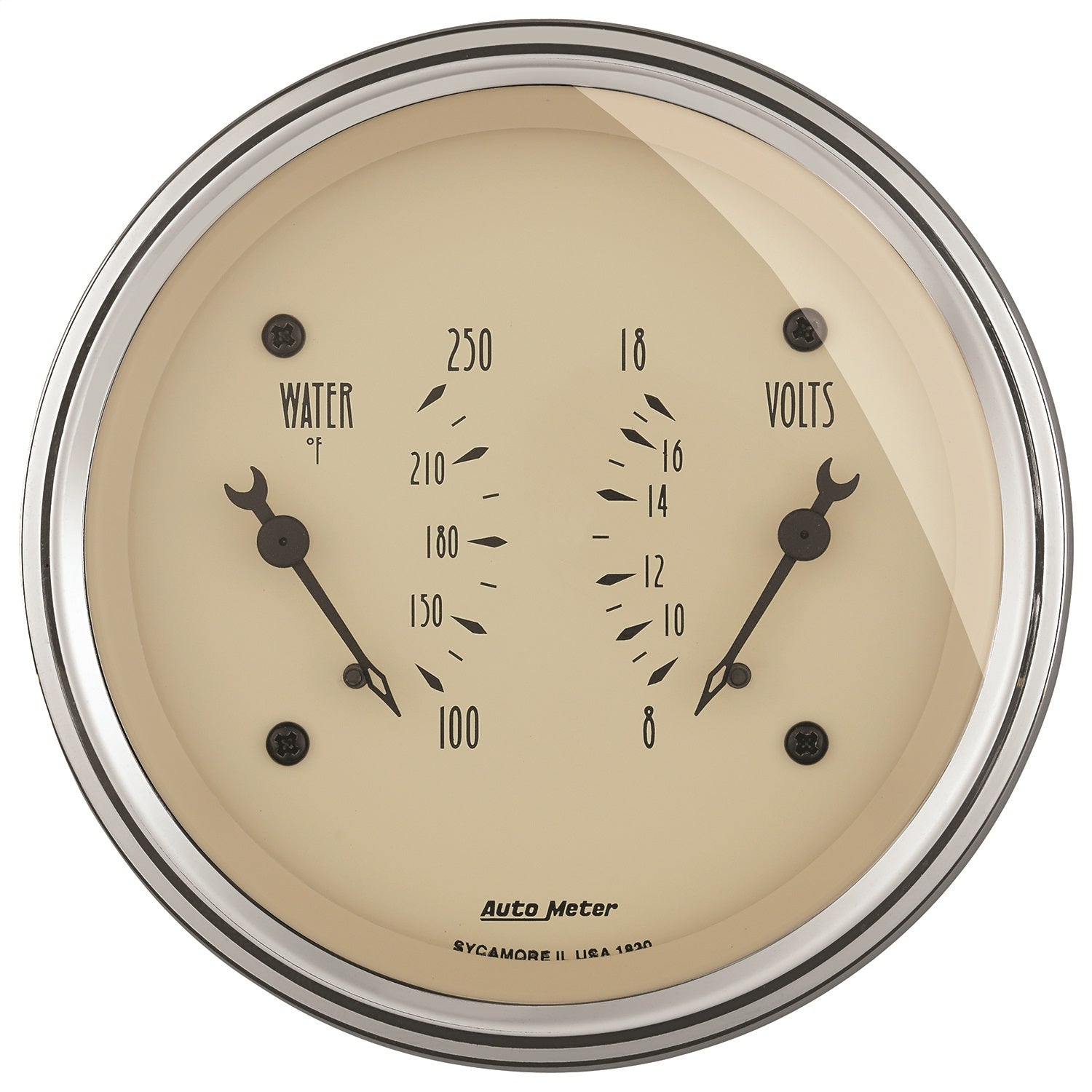 AutoMeter 1830 GAUGE; DUAL; WTMP/VOLT; 3 3/8in.; 250deg.F/18V; ELEC; ANTQ BEIGE AutoMeter 1830