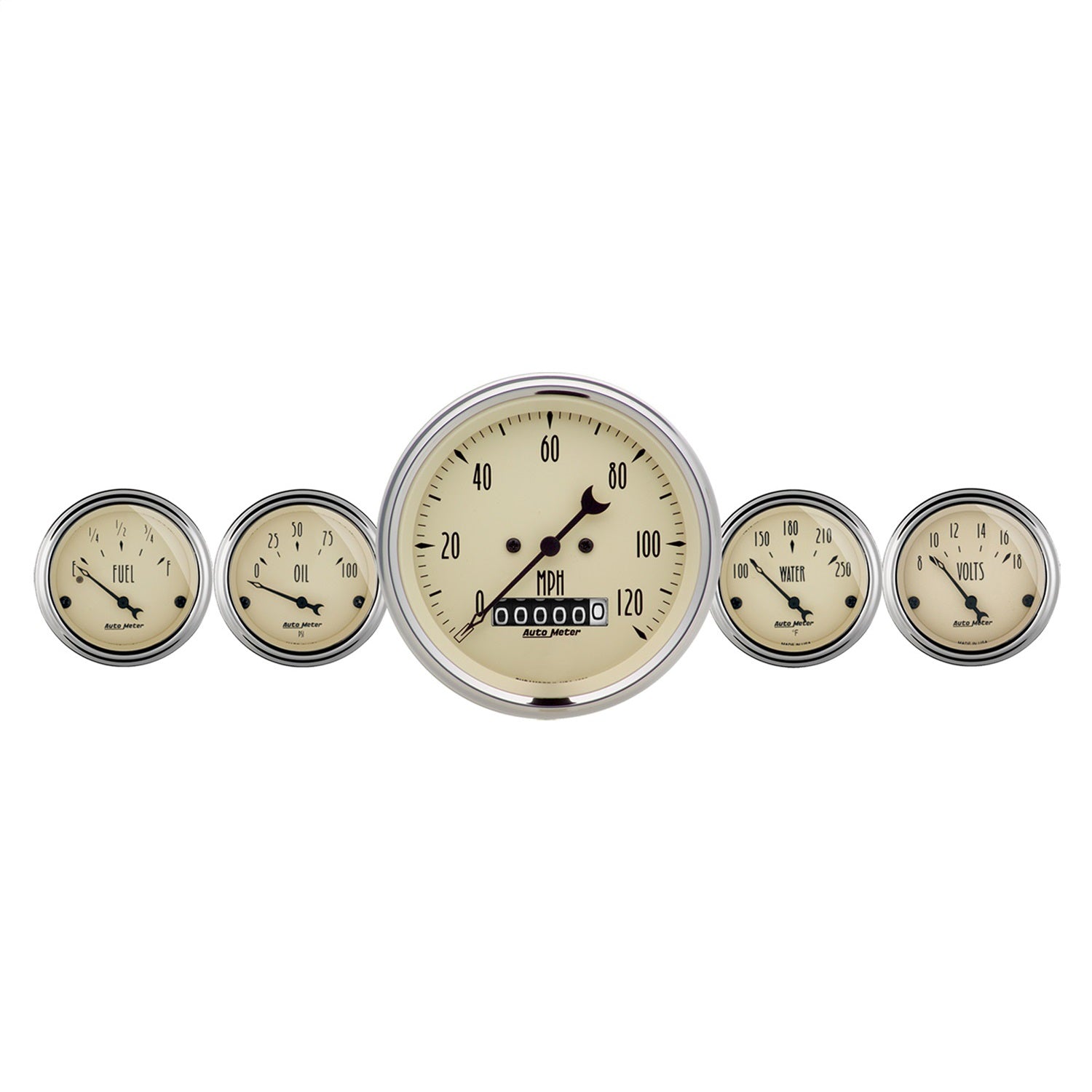 AutoMeter 1840 GAUGE KIT; 5 PC.; 3 3/8in./2 1/16in.; ELEC. SPEEDOMETER; ANTIQUE BEIGE AutoMeter 1840