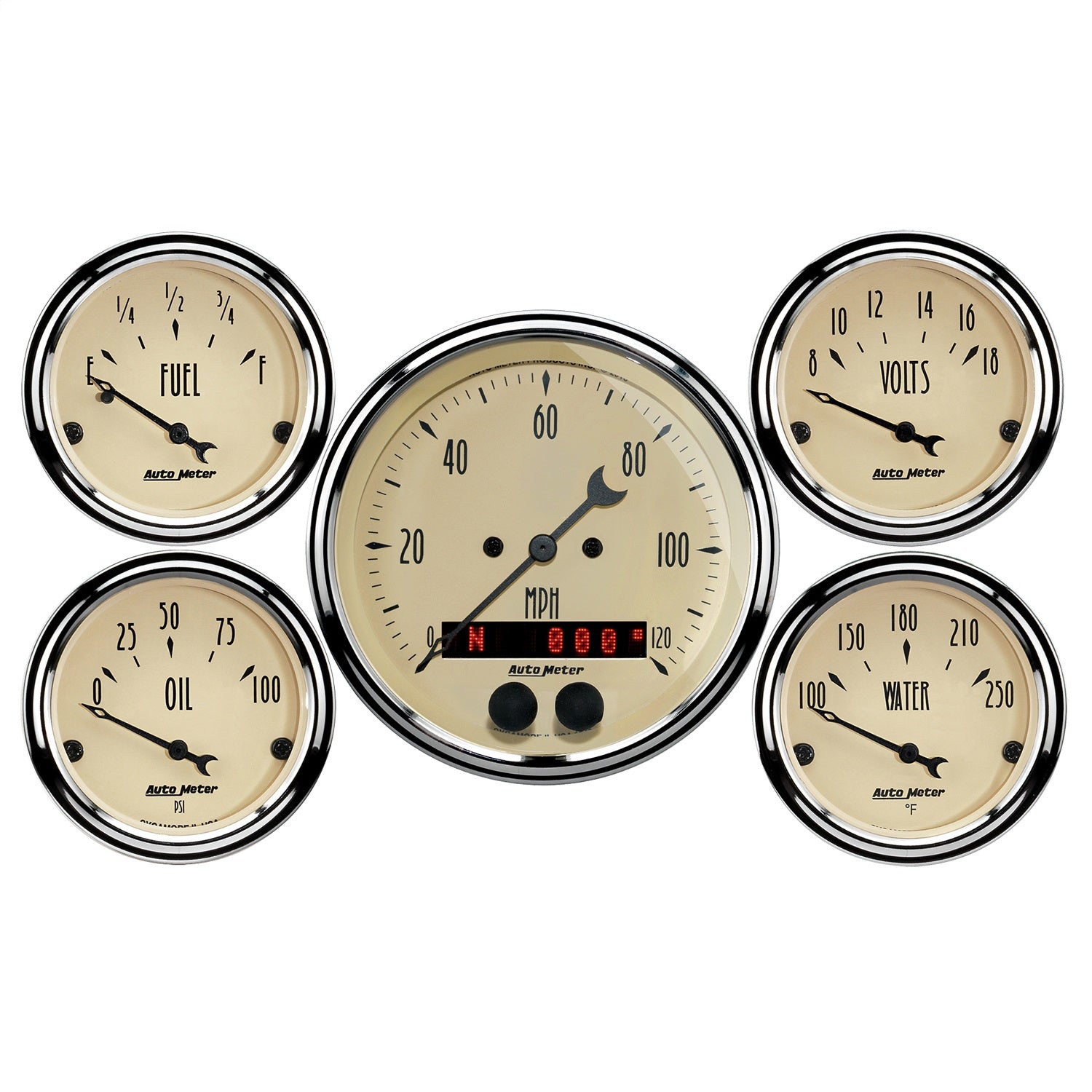 AutoMeter 1850 GAUGE KIT; 5 PC.; 3 3/8in./2 1/16in.; GPS SPEEDOMETER; ANTIQUE BEIGE AutoMeter 1850