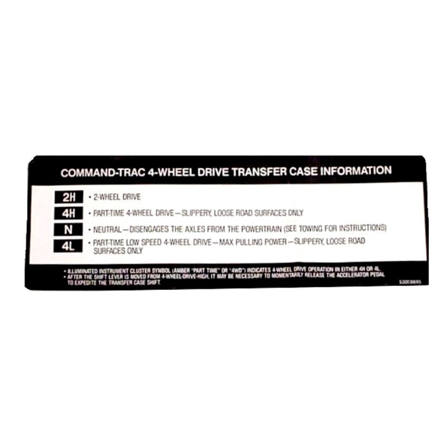 Omix 18676.77 Emblem; Transfer Case Sunvisor Decal; For Command Trac NP231; Omix 18676.77