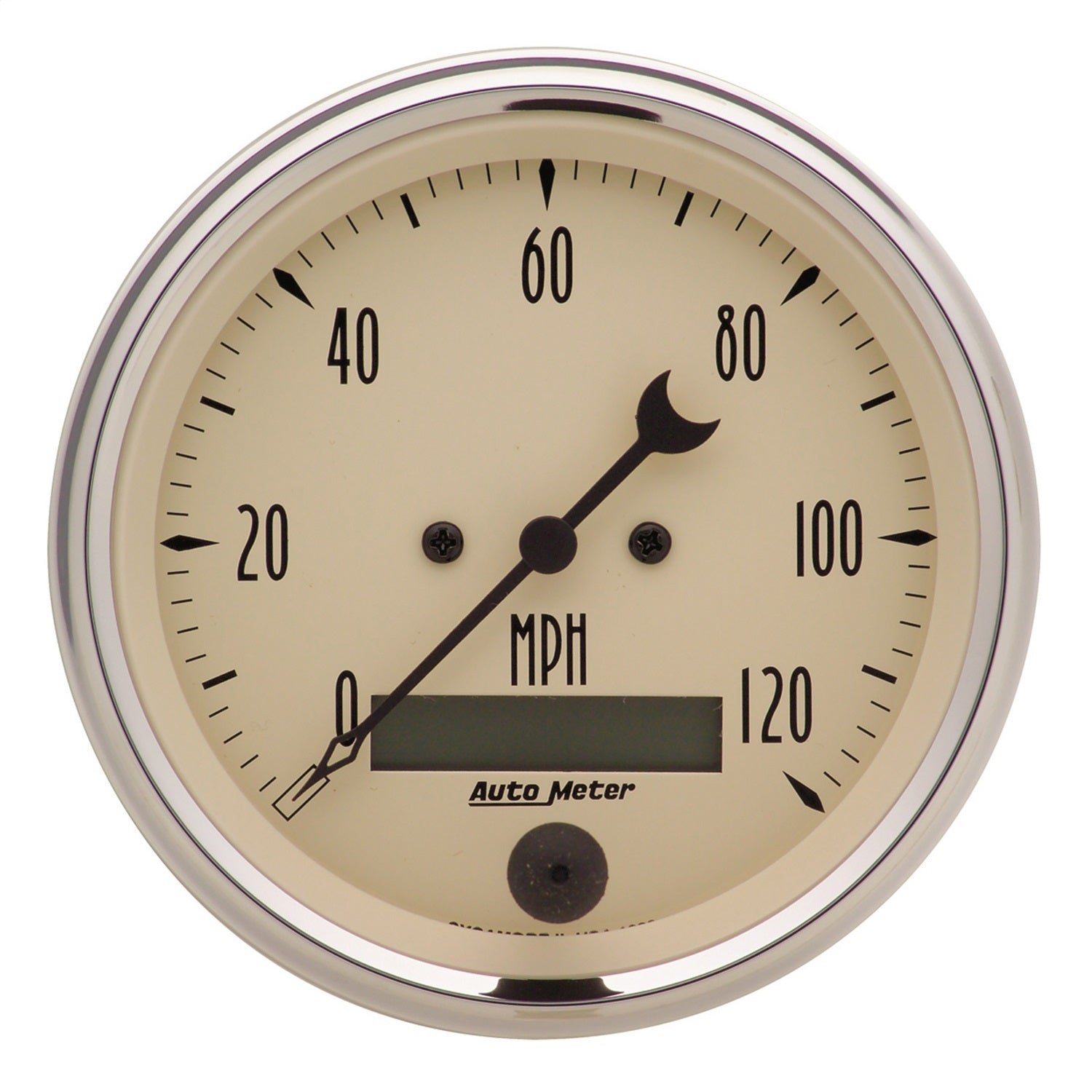 AutoMeter 1880 GAUGE; SPEEDO.; 3 3/8in.; 120MPH; ELEC. PROG. W/LCD ODO; ANTQ BEIGE AutoMeter 1880