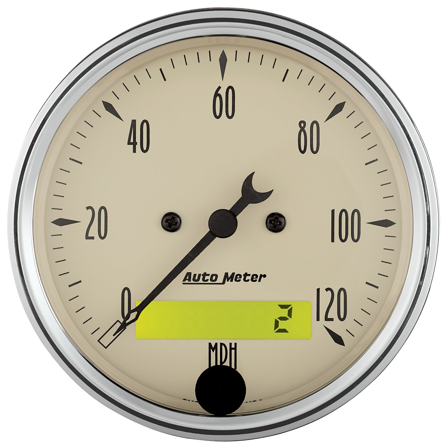 AutoMeter 1887 GAUGE; SPEEDO.; 3 1/8in.; 120MPH; ELEC. PROG. W/LCD ODO; ANTQ BEIGE AutoMeter 1887