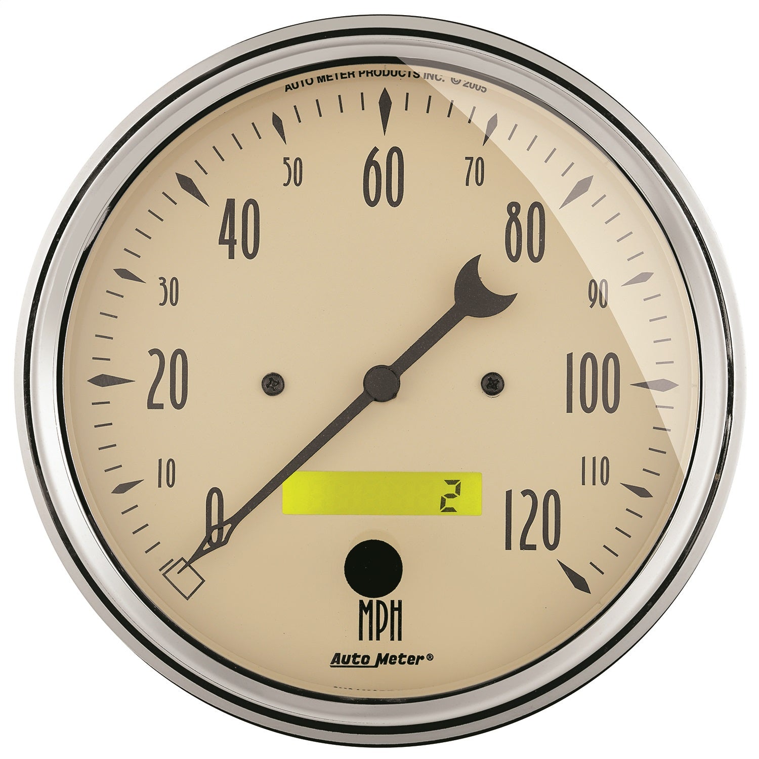 AutoMeter 1889 GAUGE; SPEEDOMETER; 5in.; 120MPH; ELEC. PROG. W/LCD ODO; ANTIQUE BEIGE AutoMeter 1889
