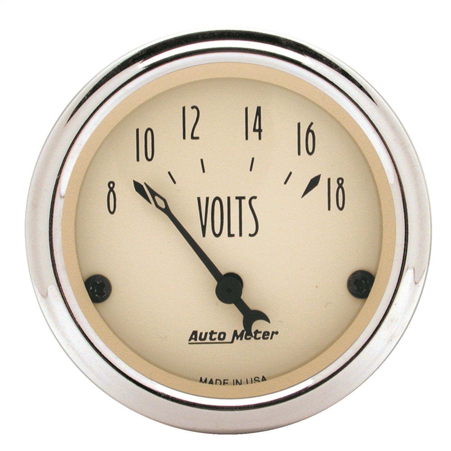 AutoMeter 1891 GAUGE; VOLTMETER; 2 1/16in.; 18V; ELEC; ANTIQUE BEIGE AutoMeter 1891