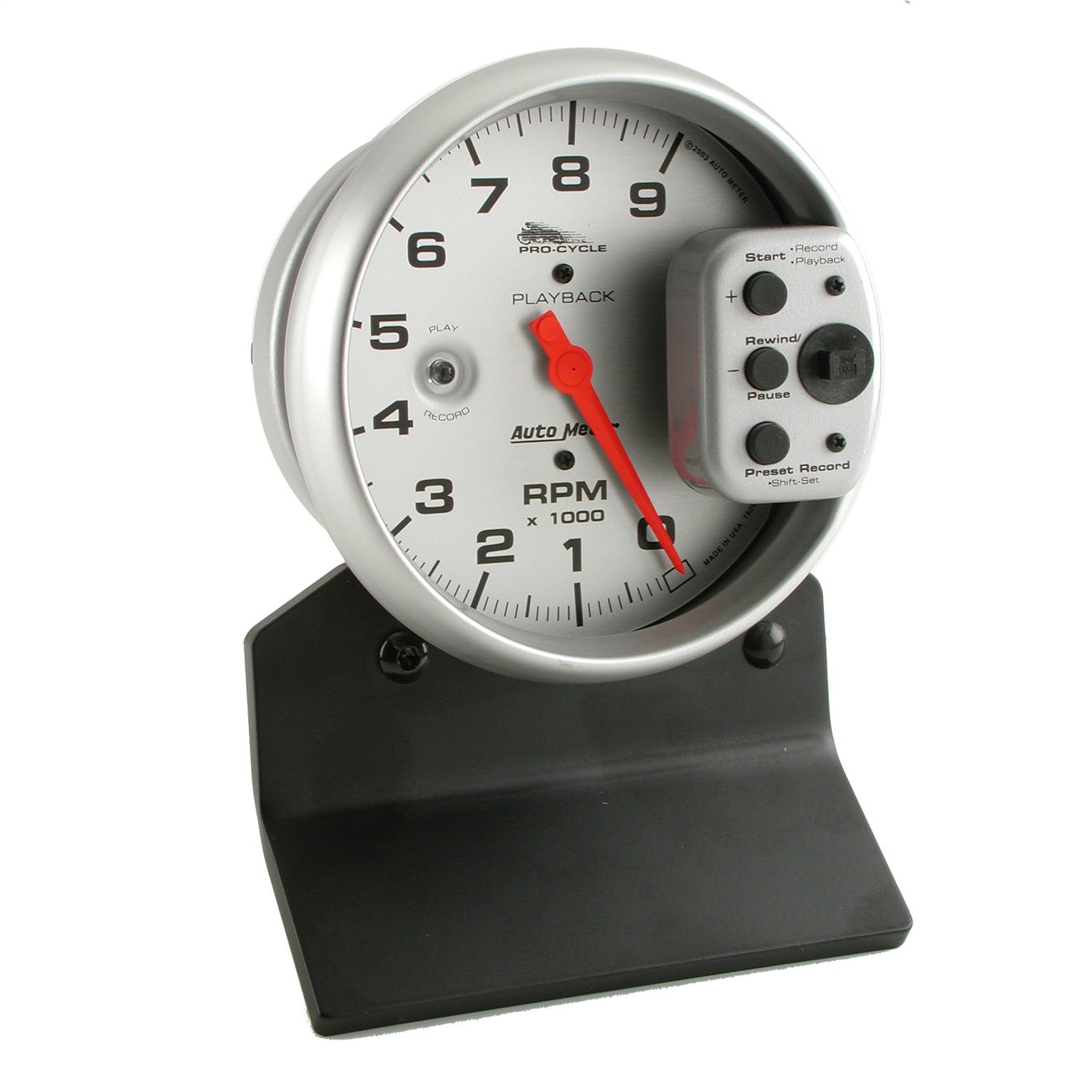 AutoMeter 19264 GAUGE; TACH; 5in.; 9K RPM; PEDESTAL W/RPM PLAYBACK; SILVER; PRO-CYCLE AutoMeter 19264