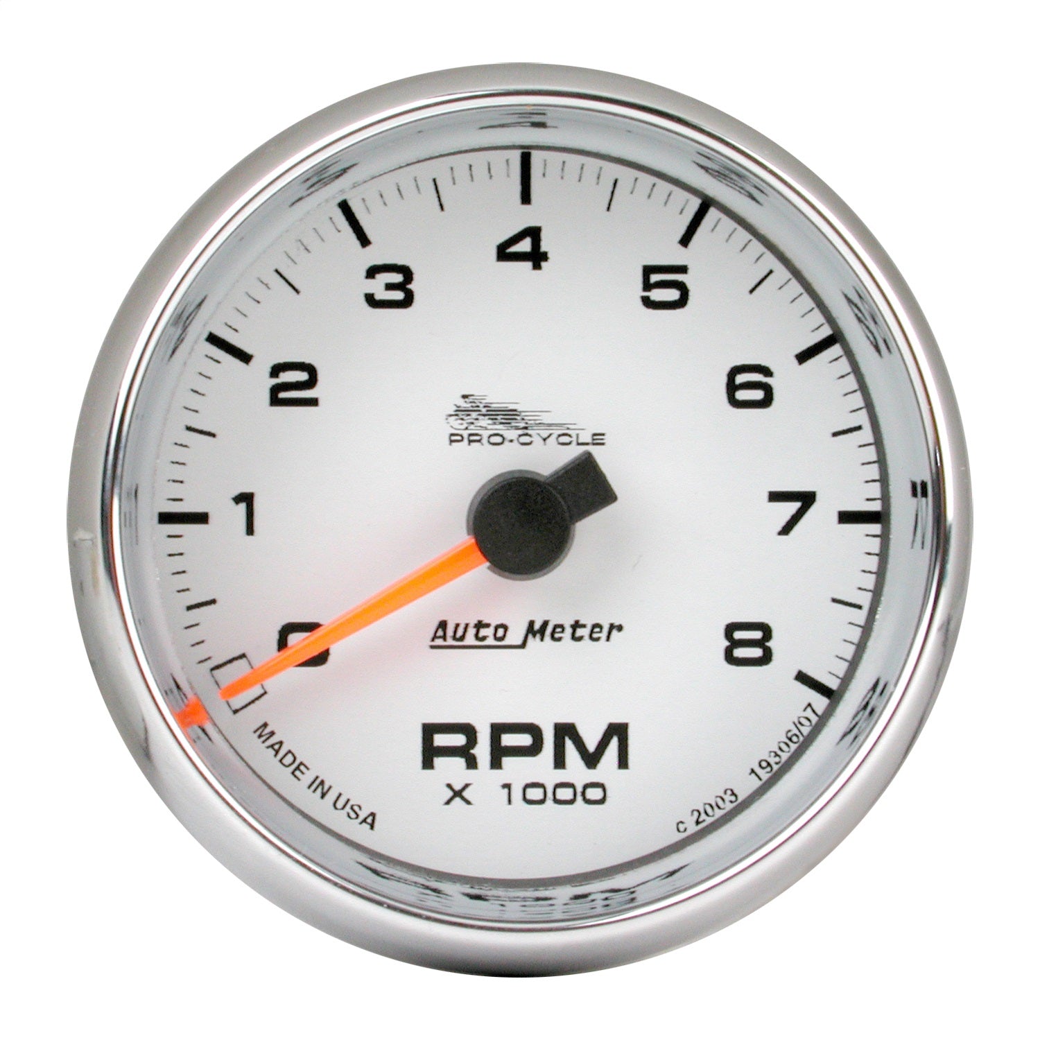 AutoMeter 19307 GAUGE; TACH; 2 5/8in.; 8K RPM; 2/4 CYLINDER; WHITE; PRO-CYCLE AutoMeter 19307