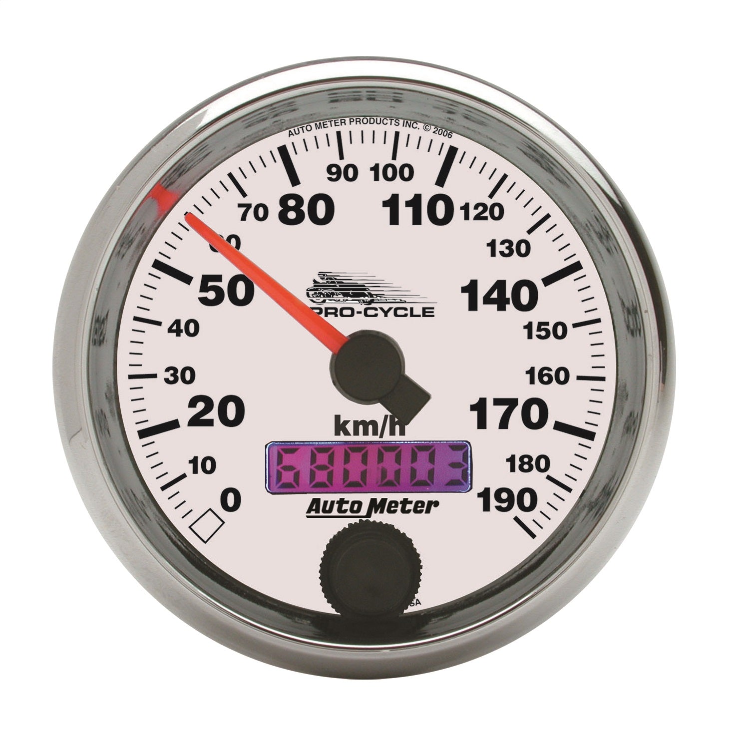 AutoMeter 19341-M GAUGE; SPEEDO; 2 5/8in.; 190 KM/H; ELEC; WHITE; PRO-CYCLE AutoMeter 19341-M