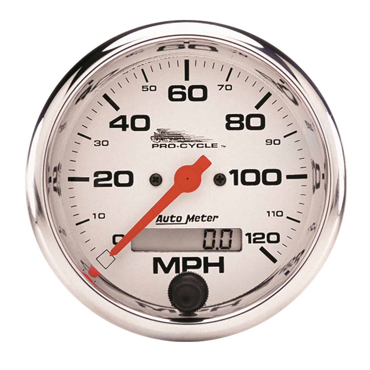 AutoMeter 19351 GAUGE; SPEEDO; 3 3/4in.; 120 MPH; ELEC; WHITE; PRO-CYCLE AutoMeter 19351
