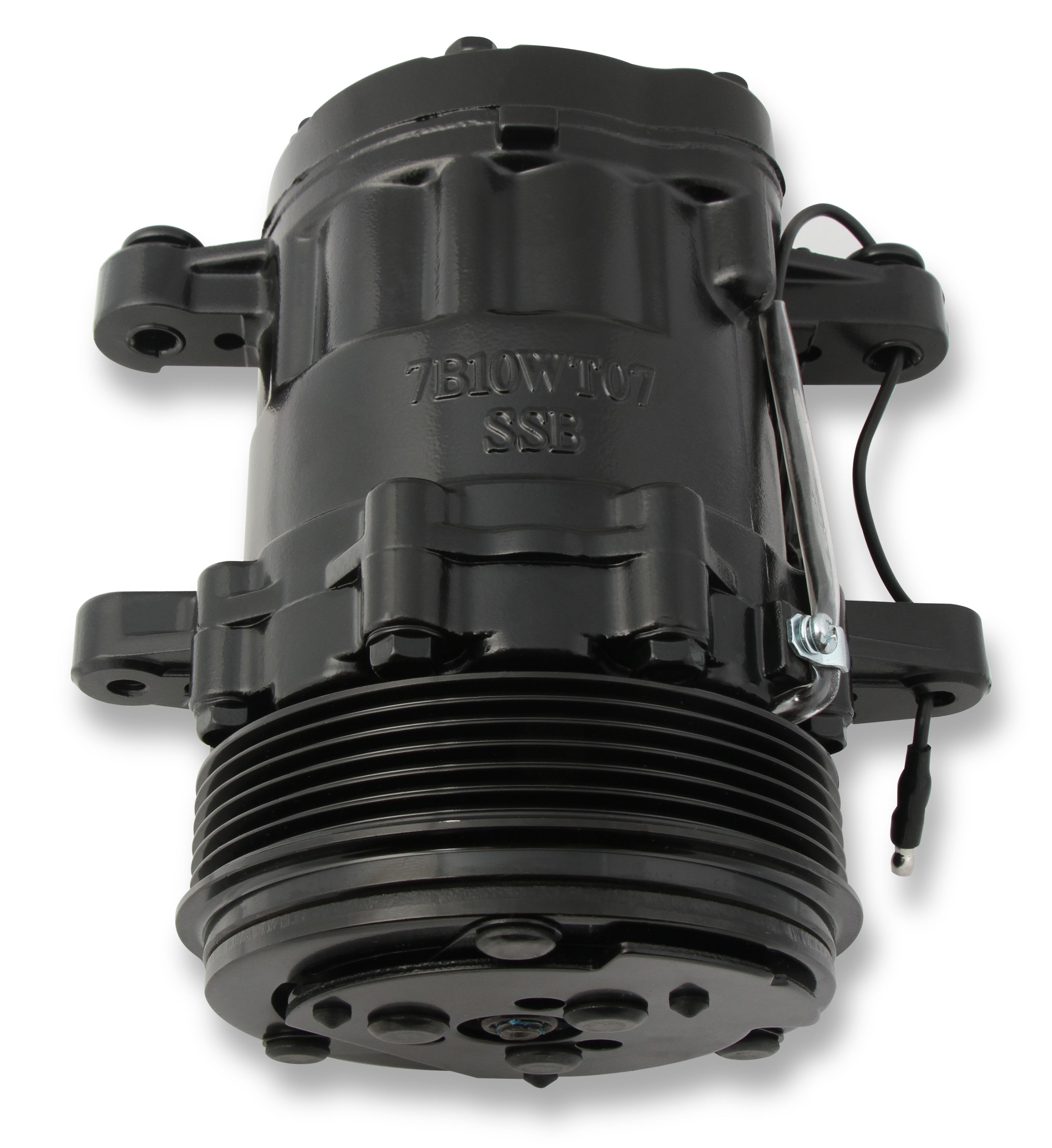 Holley 199-104 A/C Compressor; SD7 Sanden; Uses R-134A; Black; Holley 199-104