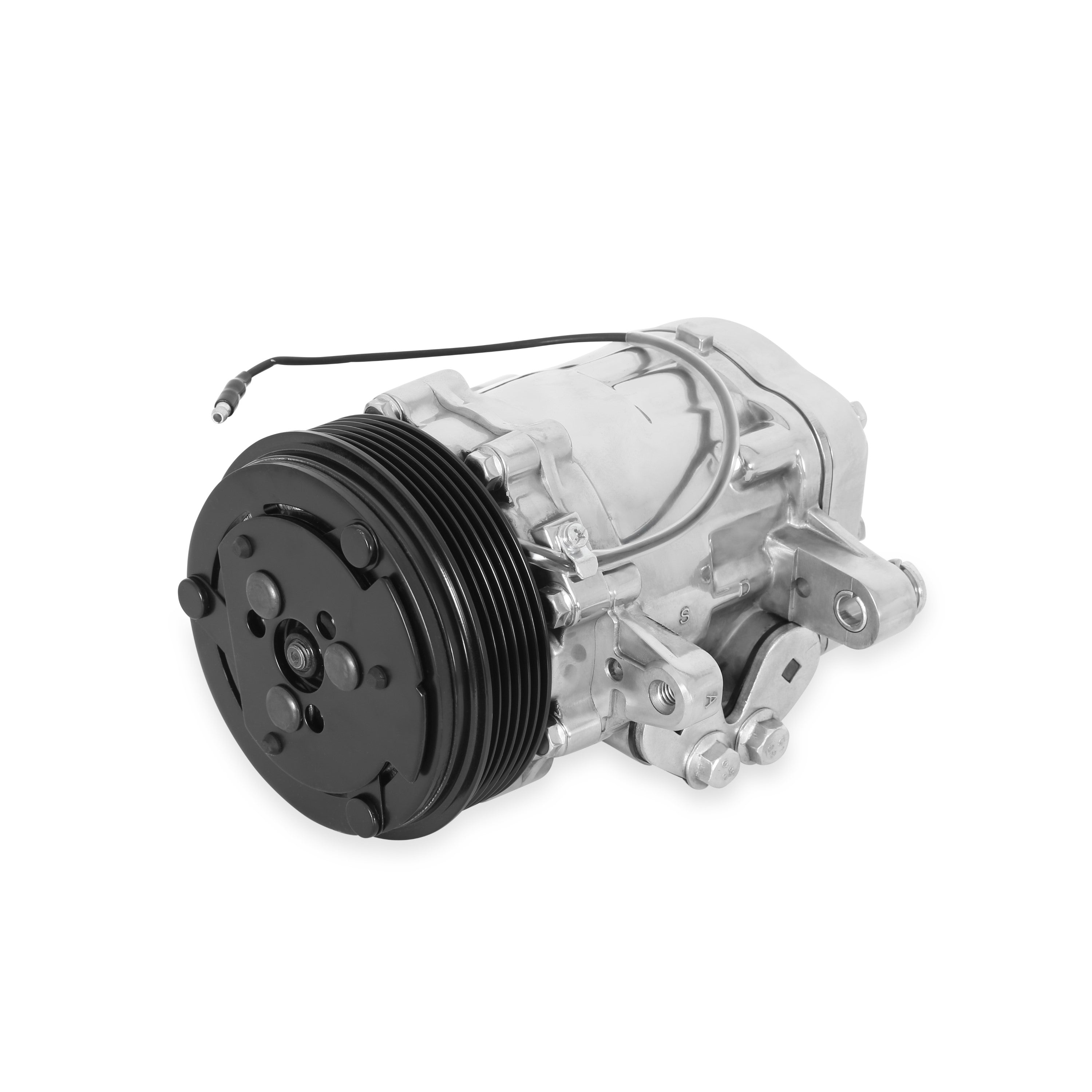 Holley 199-106 A/C Compressor; SD7 Sanden; Uses R-134A; Polished; Holley 199-106
