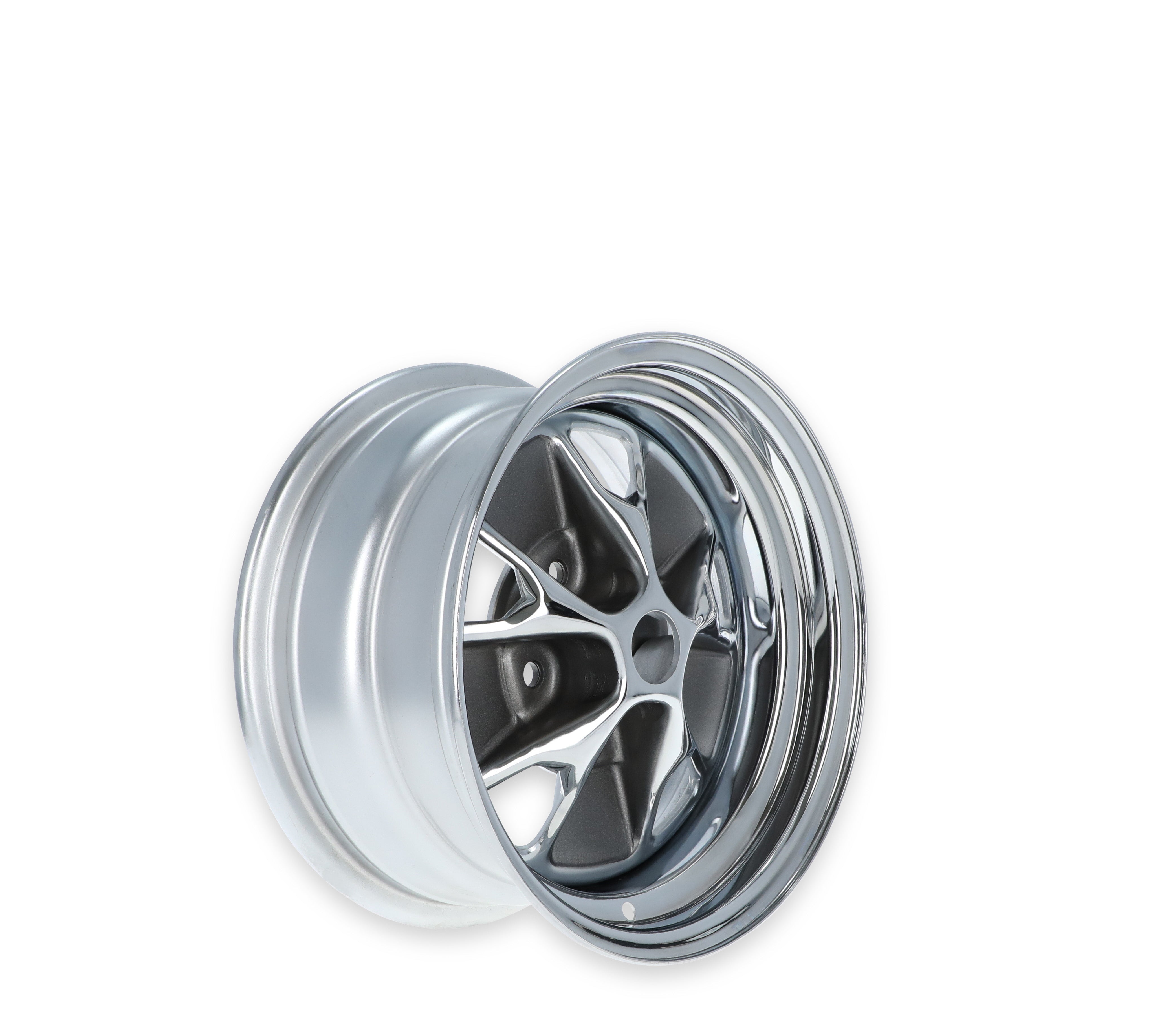 Scott Drake C5ZZ-1007-BR 1965-67 Mustang 14x7 Styled Steel Wheel Chrome/Charcoal Scott Drake C5ZZ-1007-BR