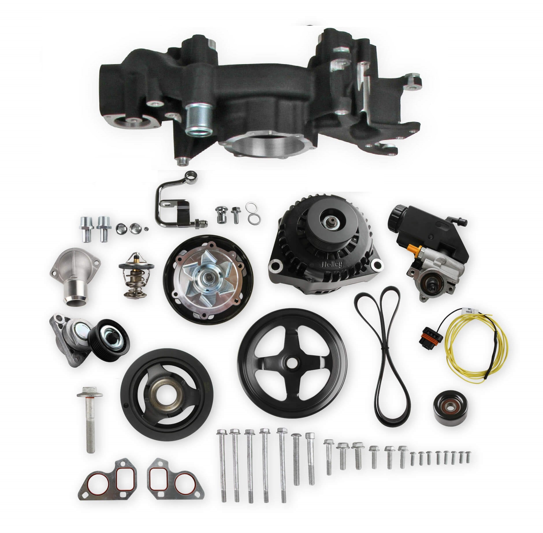 Holley 20-186BK Mid Mount Accesory Sys. GM LS Engine - Black Holley 20-186BK