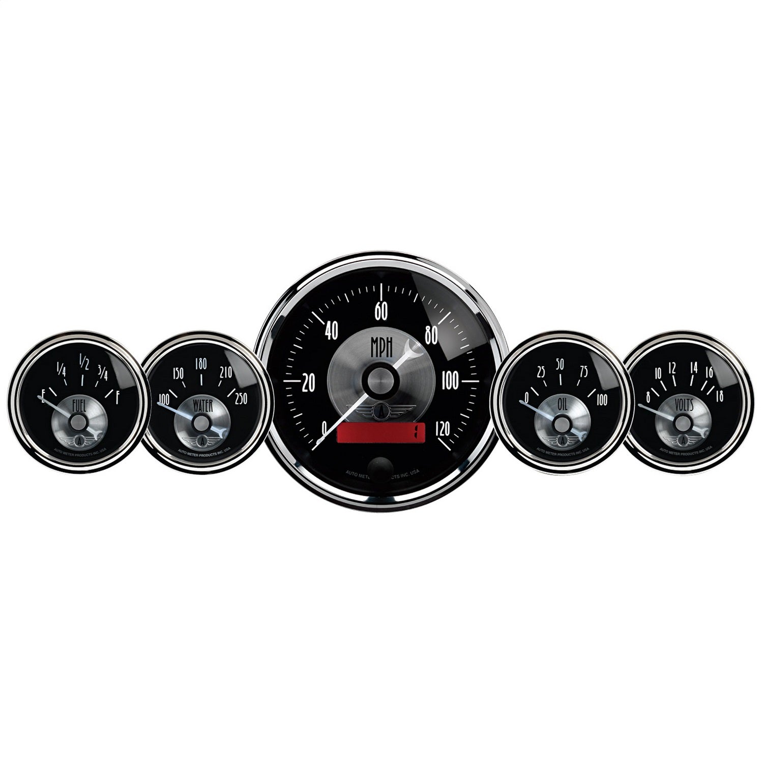 AutoMeter 2001 GAUGE KIT; 5 PC; 3 3/8in./2 1/16in.; ELEC SPEEDO W/LCD ODO; PRESTIGE BLK. DIAMON AutoMeter 2001