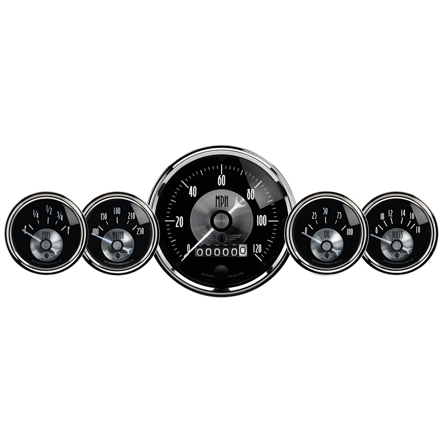 AutoMeter 2003 GAUGE KIT; 5 PC; 3 3/8in./2 1/16in.; ELEC SPEEDO W/WHEEL ODO; PRESTIGE BLK DIAMO AutoMeter 2003