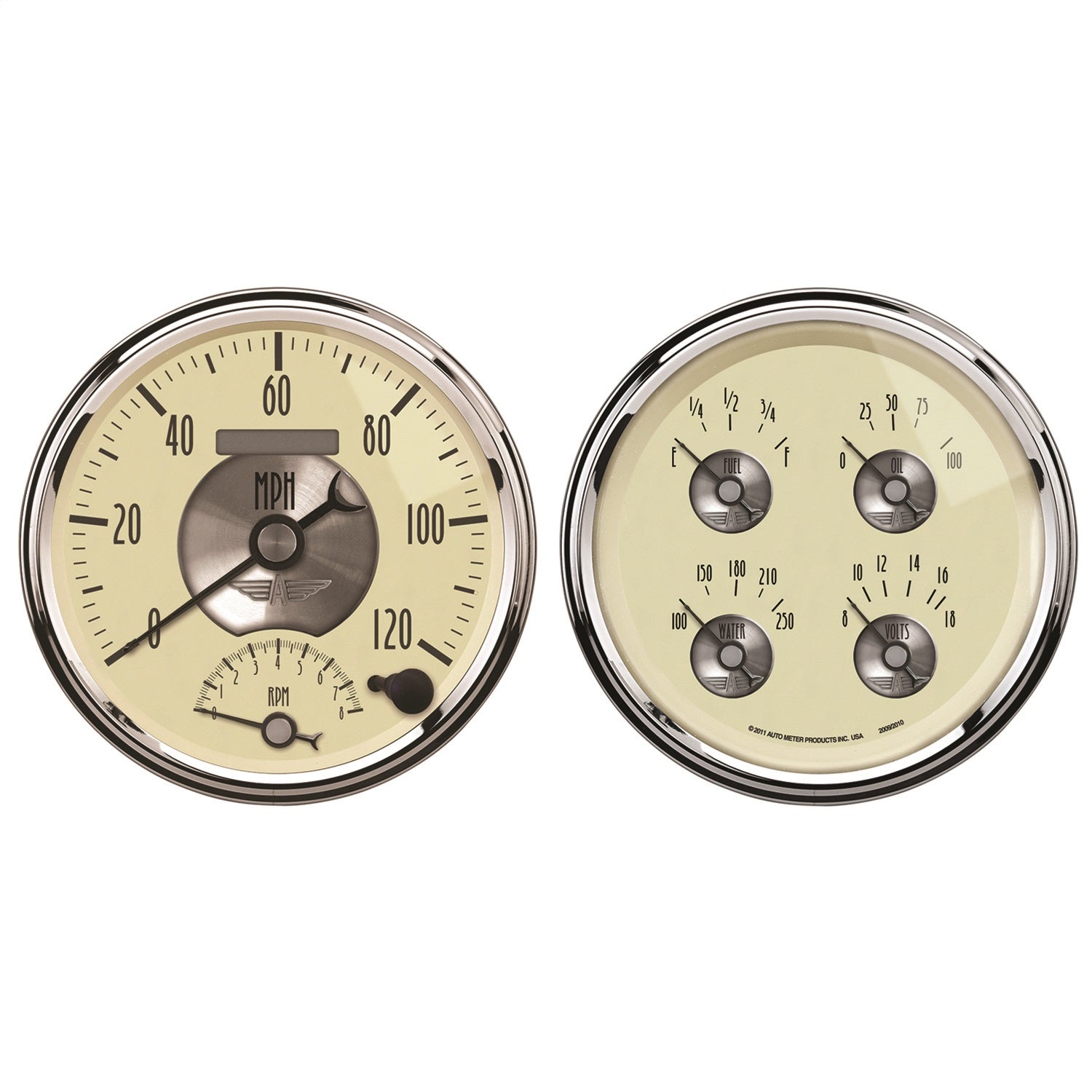 AutoMeter 2004 2 PC. GAUGE KIT; 5in. QUAD/TACH/SPEEDO; 240-33 O; PRESTIGE ANTQ. IVORY AutoMeter 2004