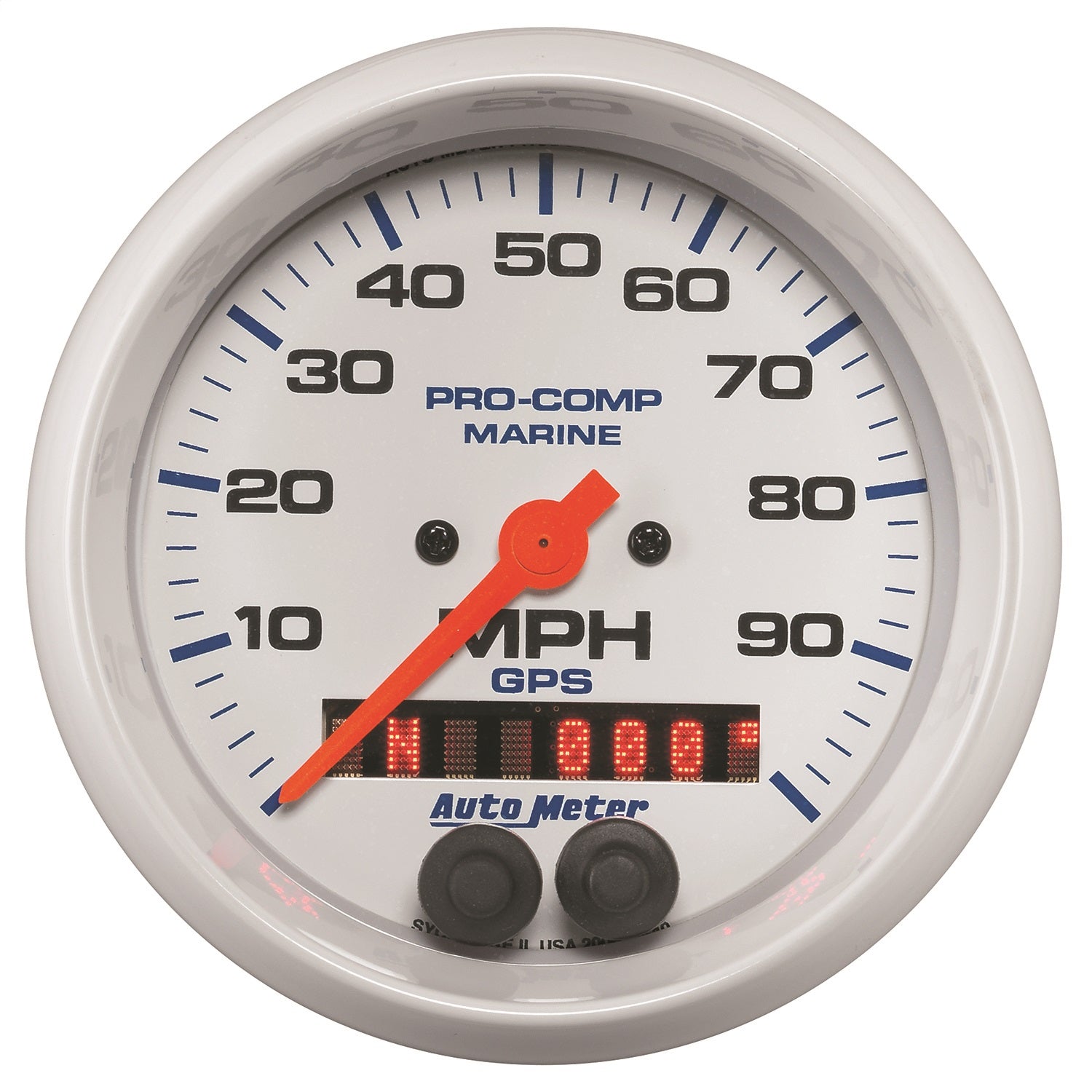 AutoMeter 200636 GAUGE; SPEEDOMETER; 3 3/8in.; 100MPH; GPS; MARINE WHITE AutoMeter 200636