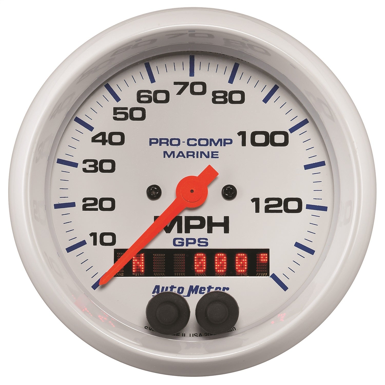 AutoMeter 200638 GAUGE; SPEEDOMETER; 3 3/8in.; 140MPH; GPS; MARINE WHITE AutoMeter 200638