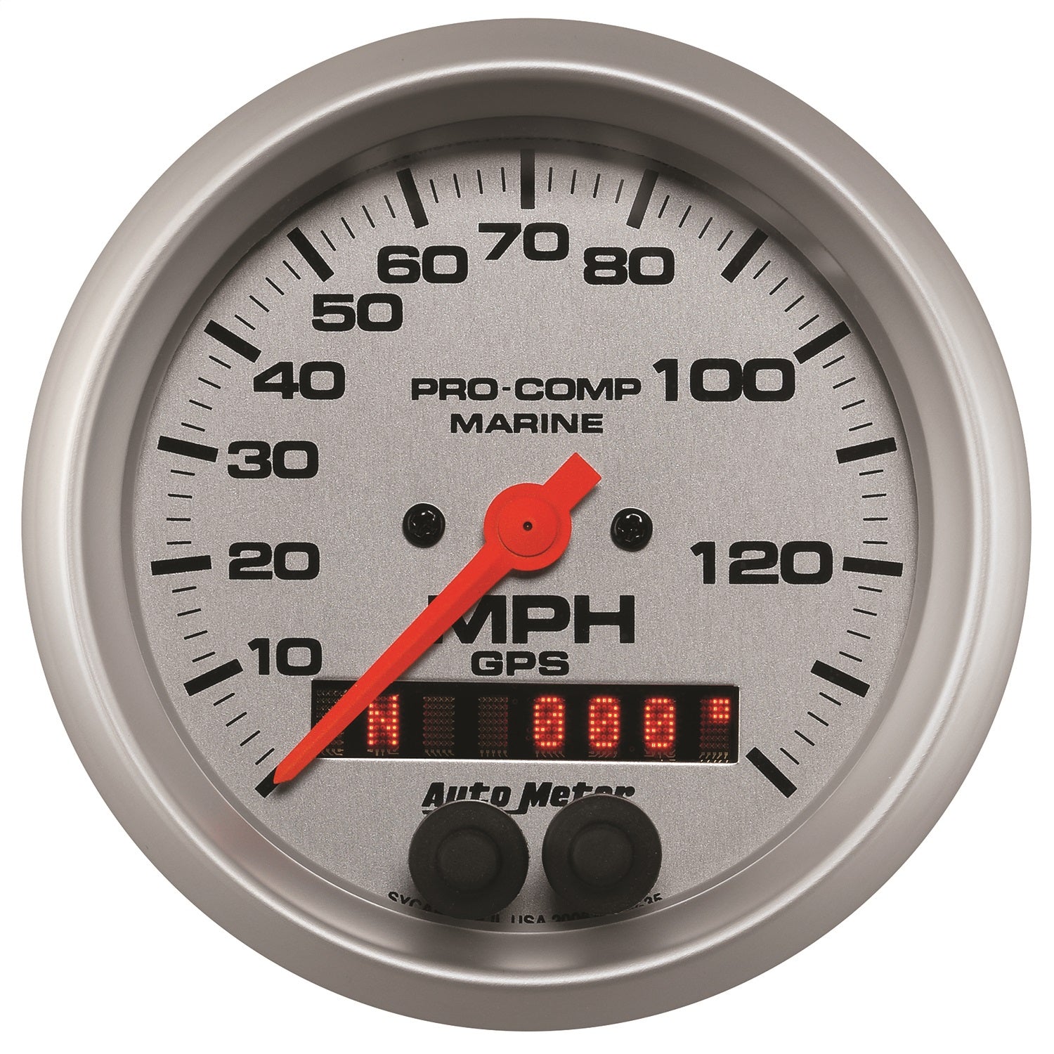 AutoMeter 200638-33 3-3/8in. GPS SPEEDOMETER; 0-140 MPH; MARINE SILVER ULTRA-LITE AutoMeter 200638-33