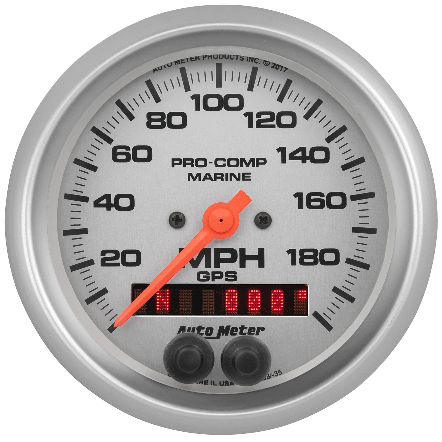 AutoMeter 200639-33 3-3/8in. GPS SPEEDOMETER; 0-200 MPH; MARINE SILVER ULTRA-LITE AutoMeter 200639-33