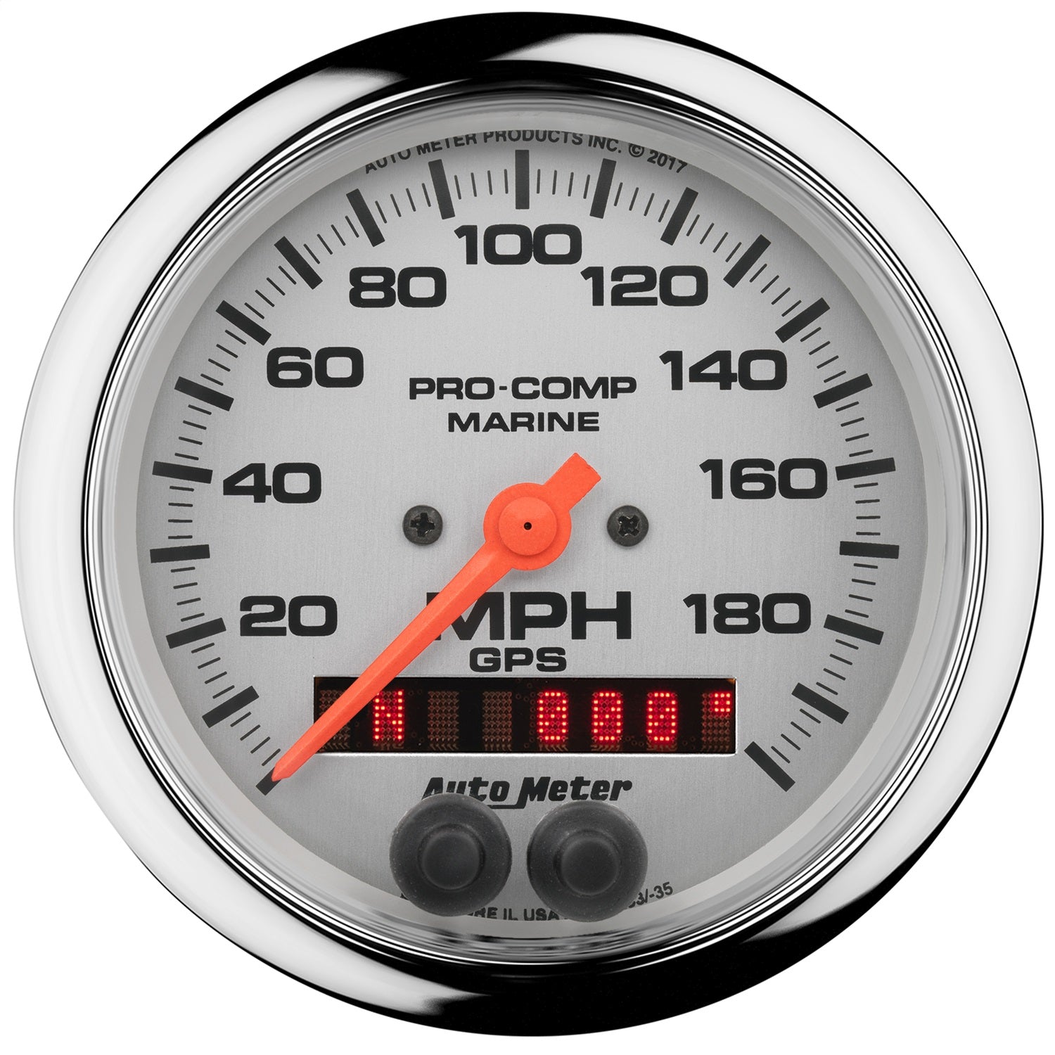 AutoMeter 200639-35 3-3/8in. GPS SPEEDOMETER; 0-200 MPH; MARINE CHROME ULTRA-LITE AutoMeter 200639-35