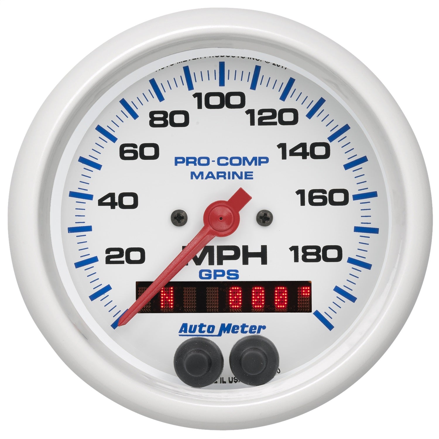 AutoMeter 200639 3-3/8in. GPS SPEEDOMETER; 0-200 MPH; MARINE SILVER ULTRA-LITE AutoMeter 200639